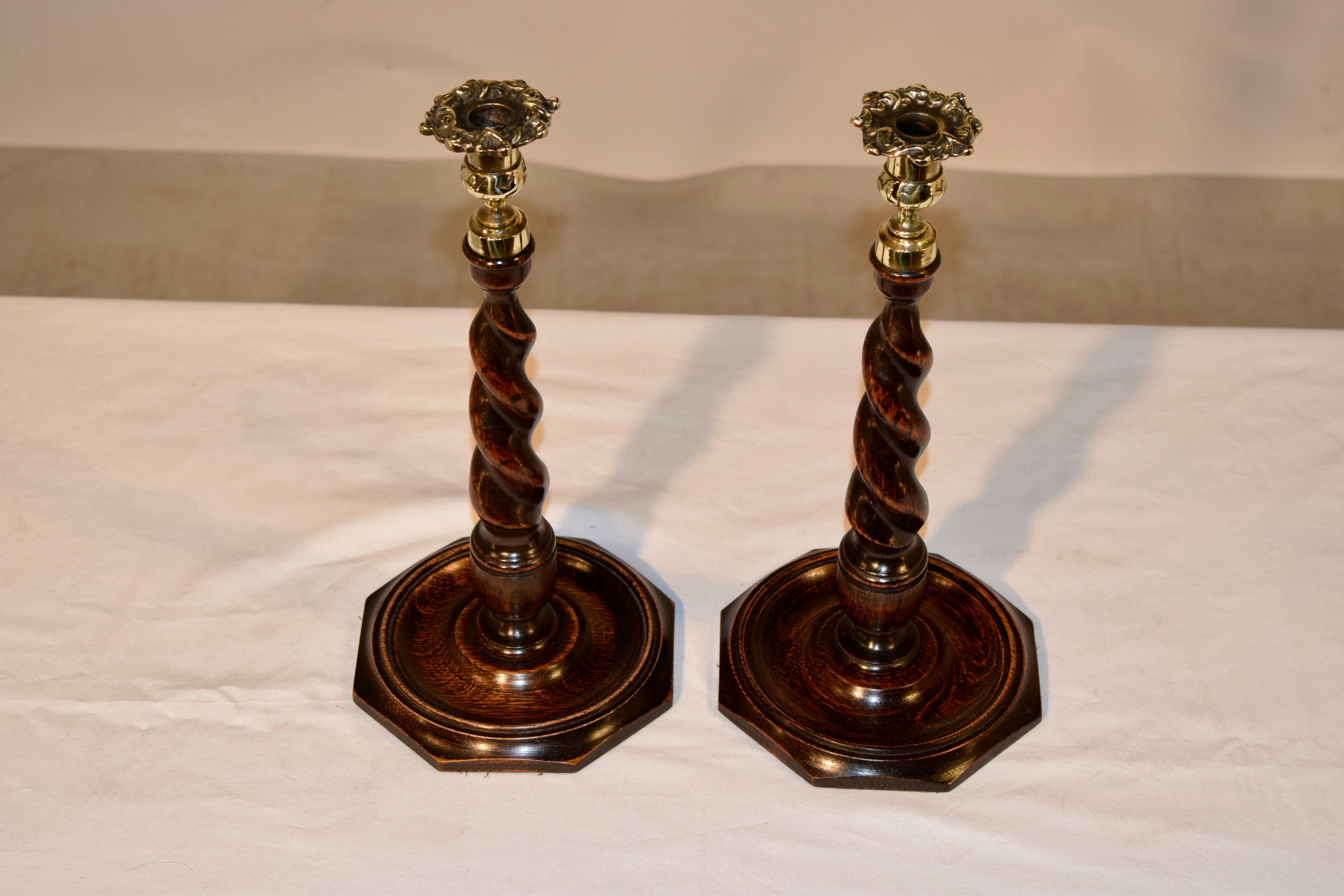 English Pair of 19th Century Tall Candlesticks
