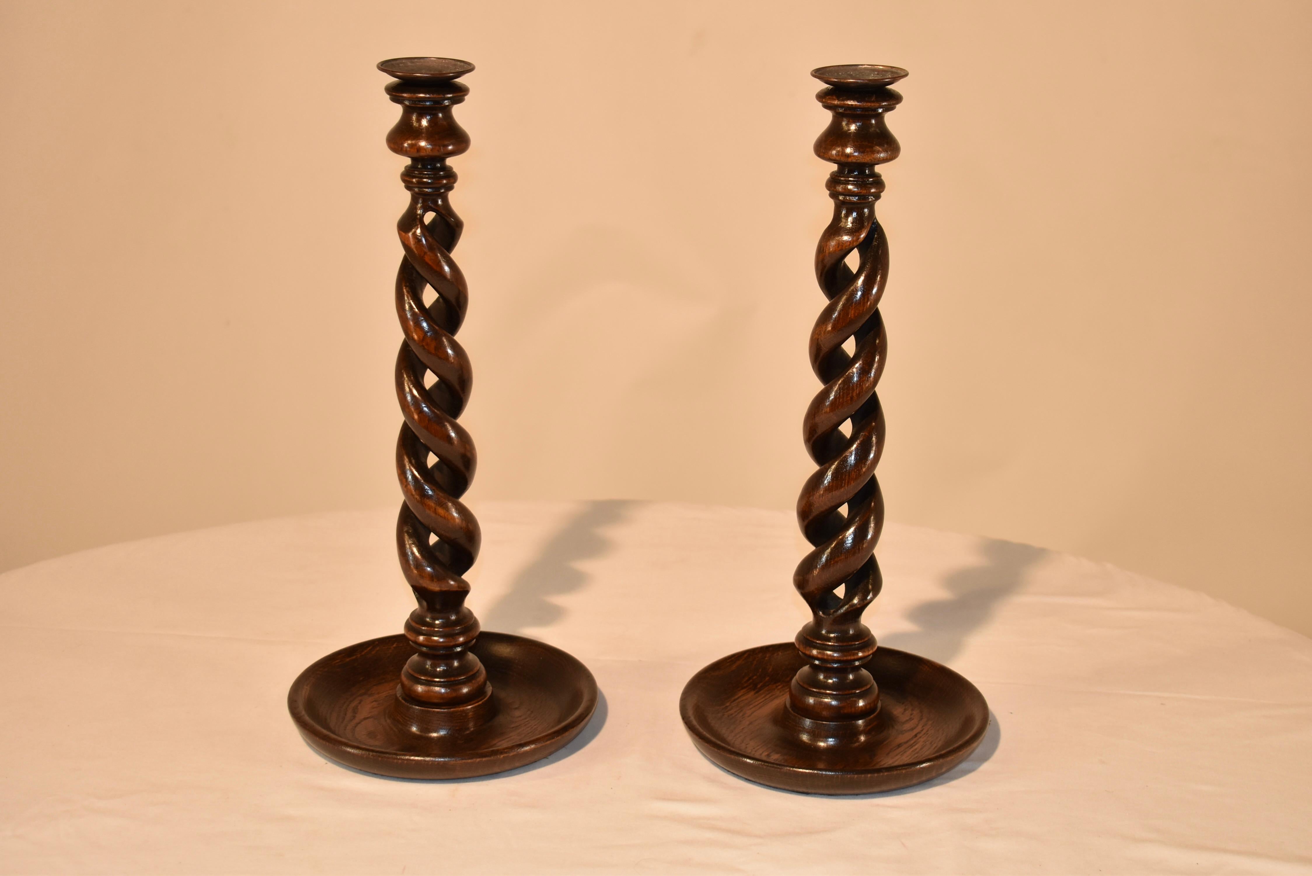 Victorian Pair of 19th Century Tall English Candlesticks For Sale