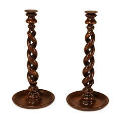 Pair of 19th Century Tall English Candlesticks