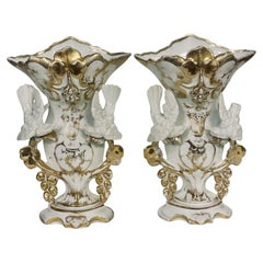 Pair of 19th Century Tall Paris Porcelain Vases