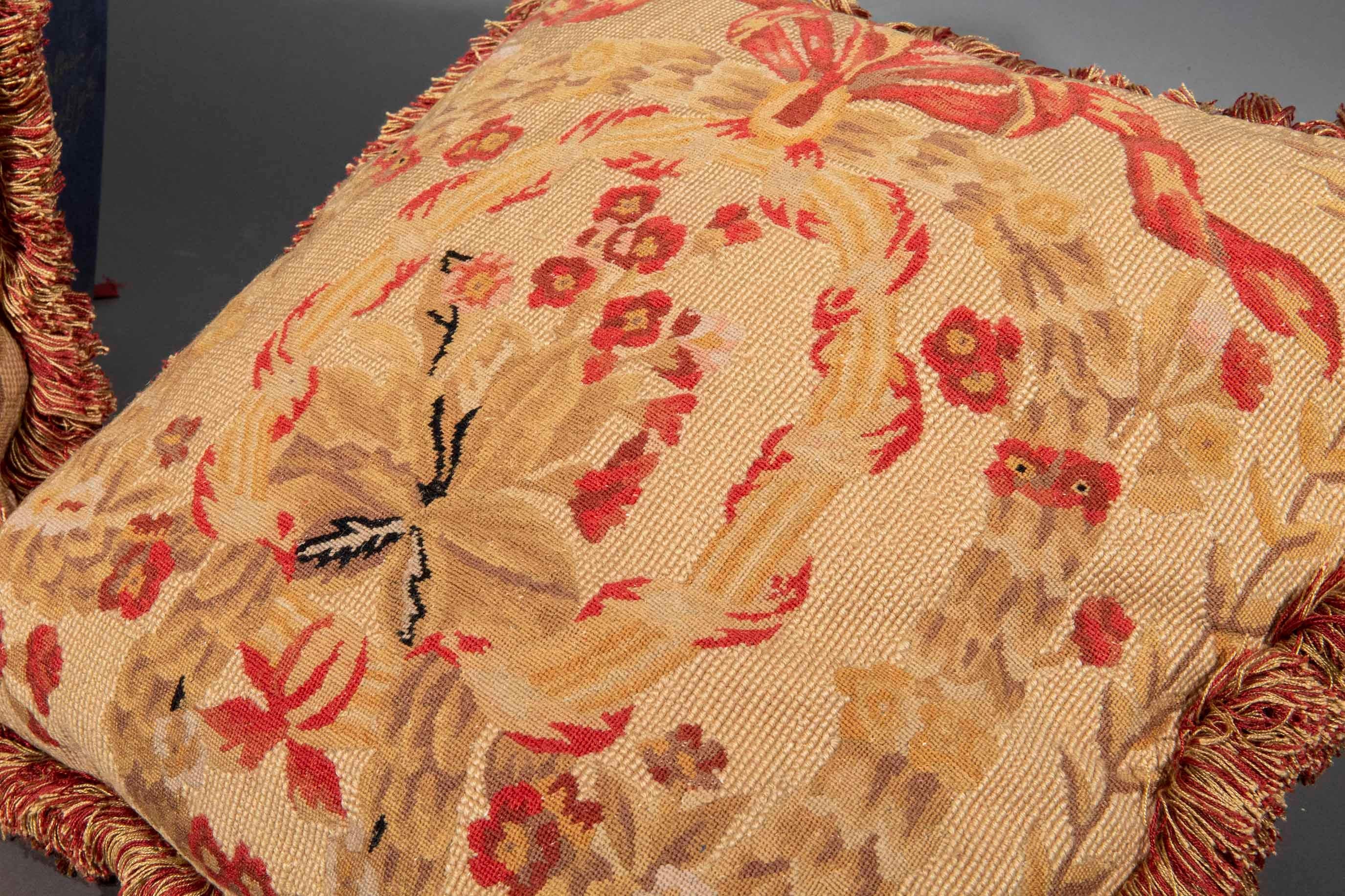 Victorian Pair of 19th Century Tapestry Pillows or Cushions For Sale