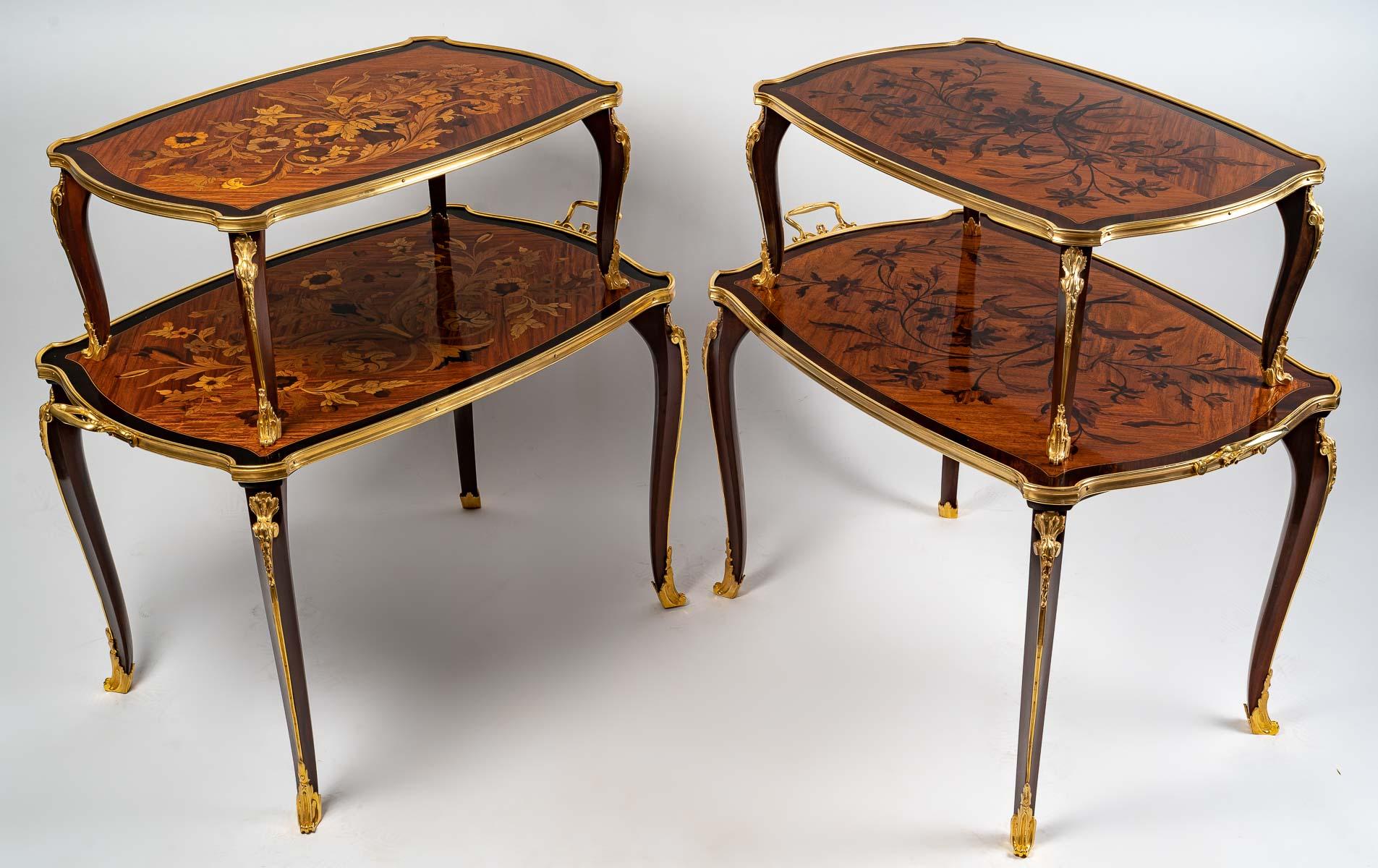 Pair of 19th century Tea Tables, Napoleon III period

Nice pair of tables, end of sofa of the XIXth century, Napoleon III period in rosewood marquetry.

Dimensions: H: 82cm, W: 83cm, D: 56cm.