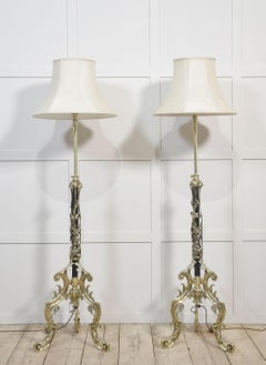 Paire de lampes standard télescopiques du 19e siècle