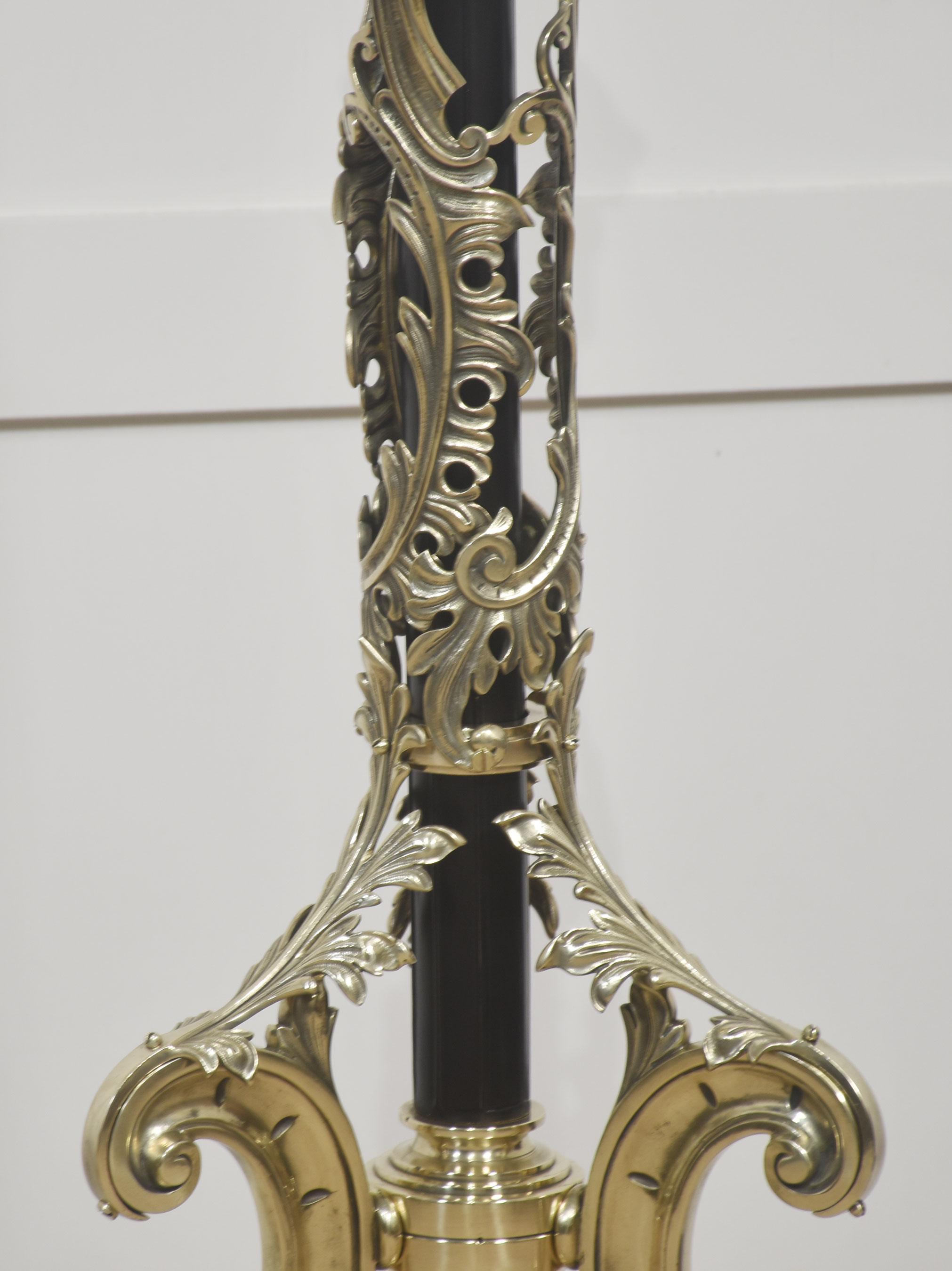 Ottone Coppia di lampade telescopiche a stelo del XIX secolo in vendita