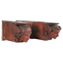 Antique Pair of 19th Century Terracotta Angel Figurines Salvaged from a Church in PNW