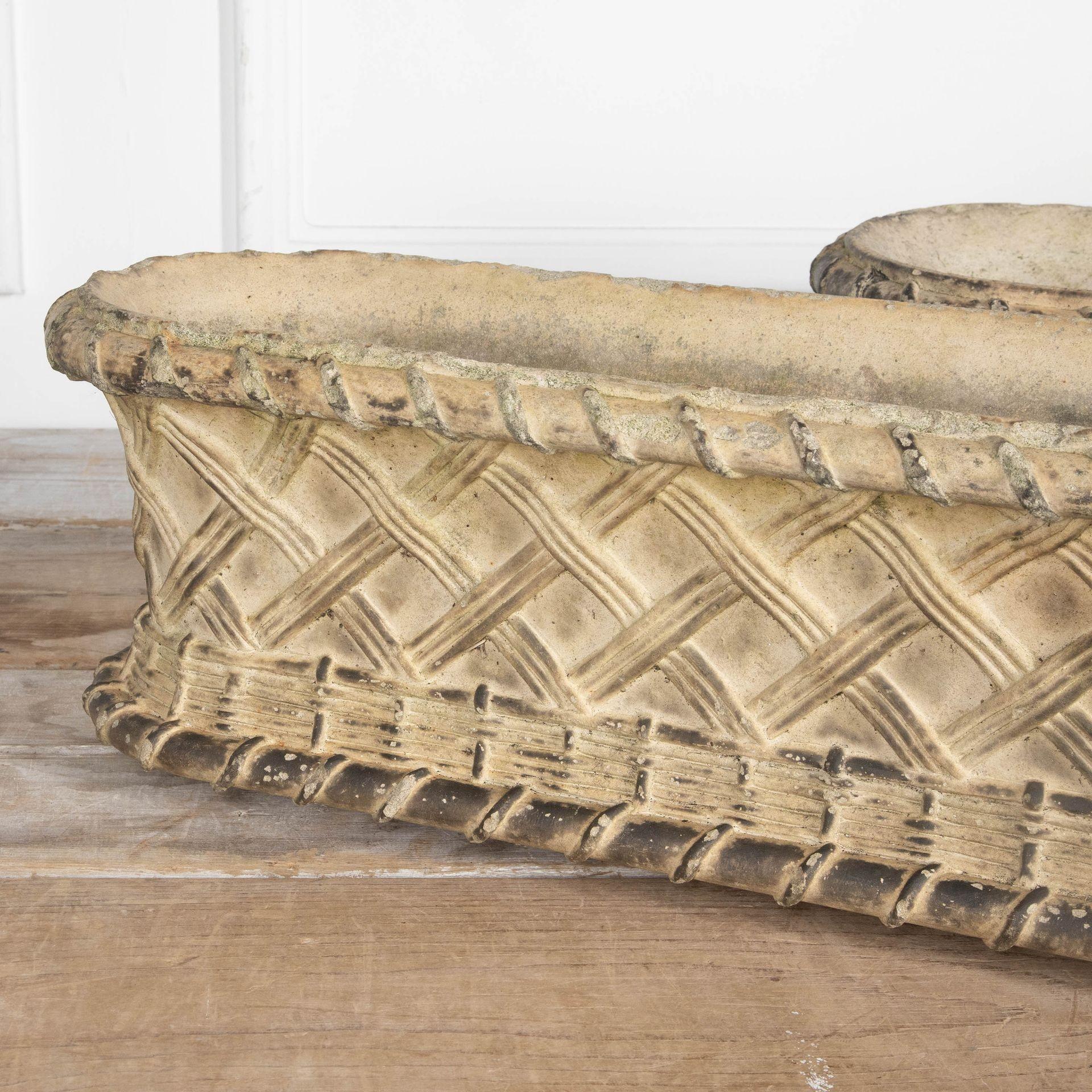 Country Pair of 19th Century Terracotta Basket Weave Window Boxes
