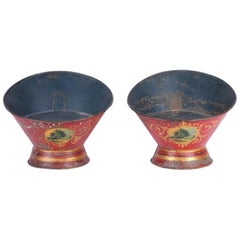 Pair of 19th Century Tole Tub Form Planters