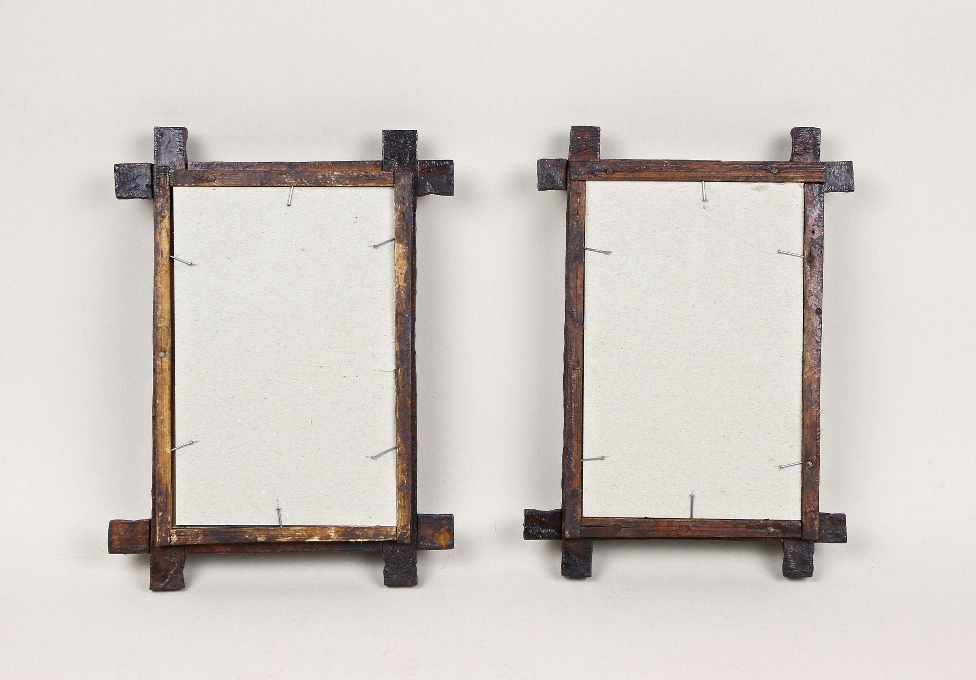 Pair of 19th Century Tramp Art Photo Frames Hand Carved, Austria circa 1880 For Sale 7