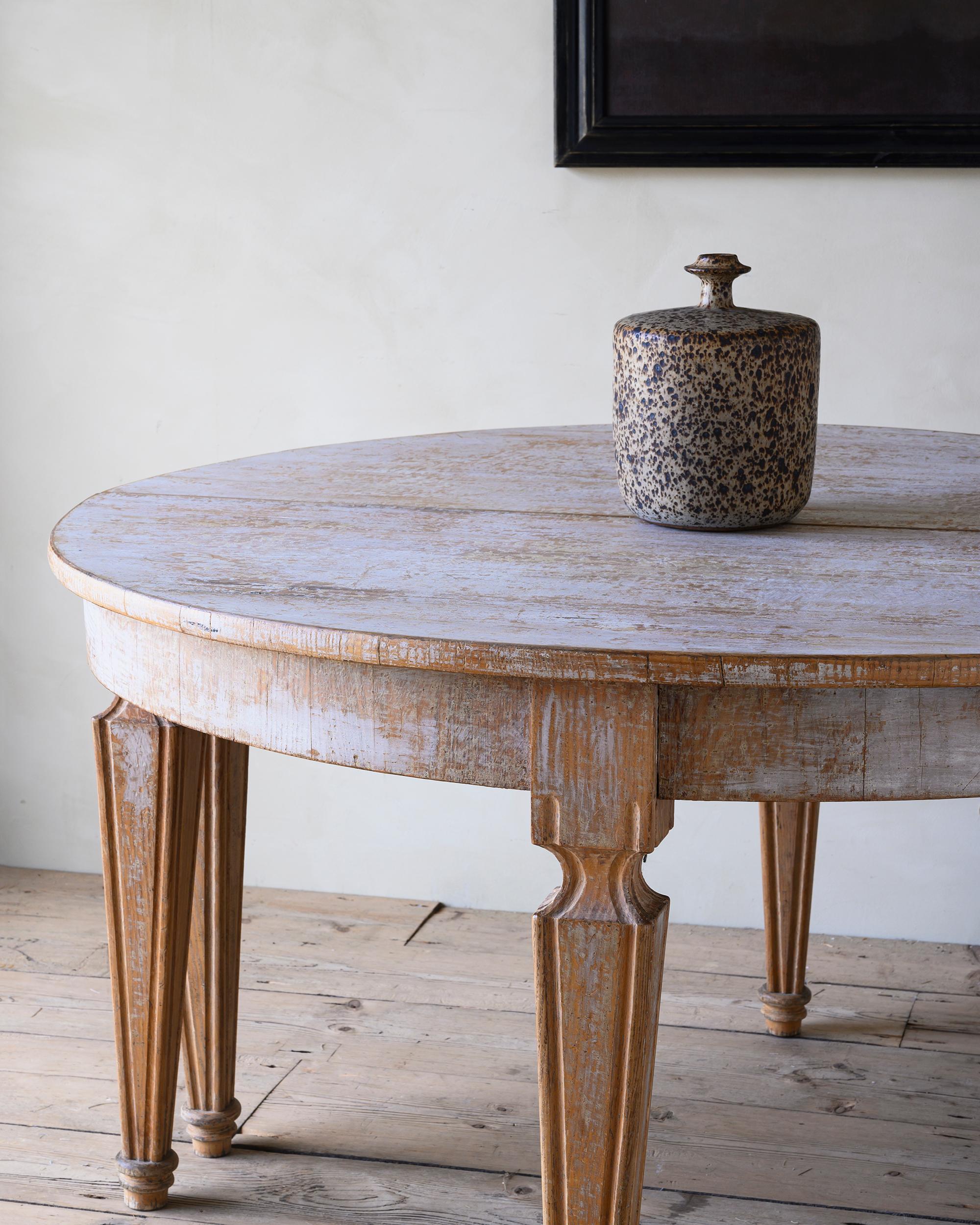 Swedish Pair of 19th Century Transitional Gustavian Demi Lune Tables