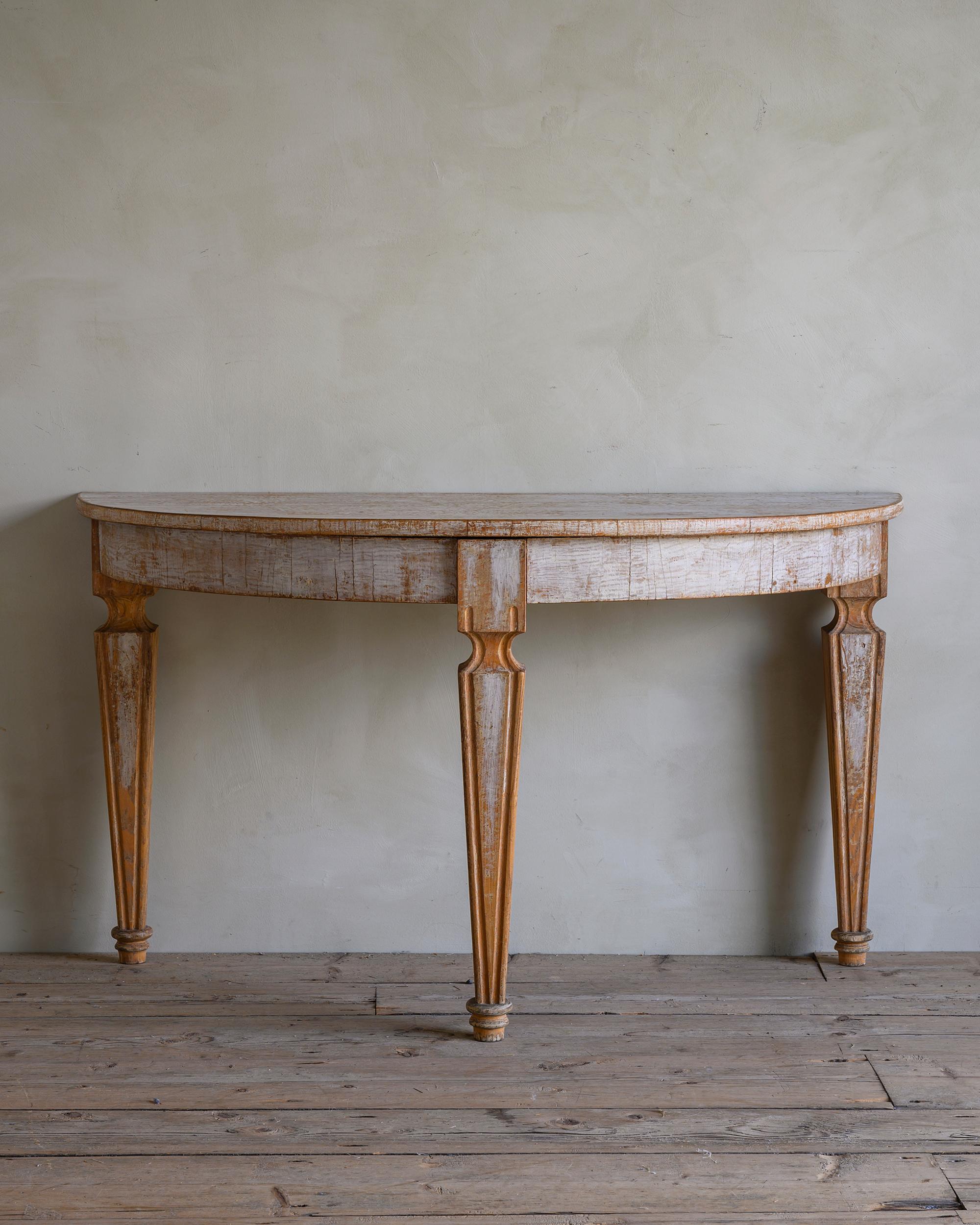 Pair of 19th Century Transitional Gustavian Demi Lune Tables 1