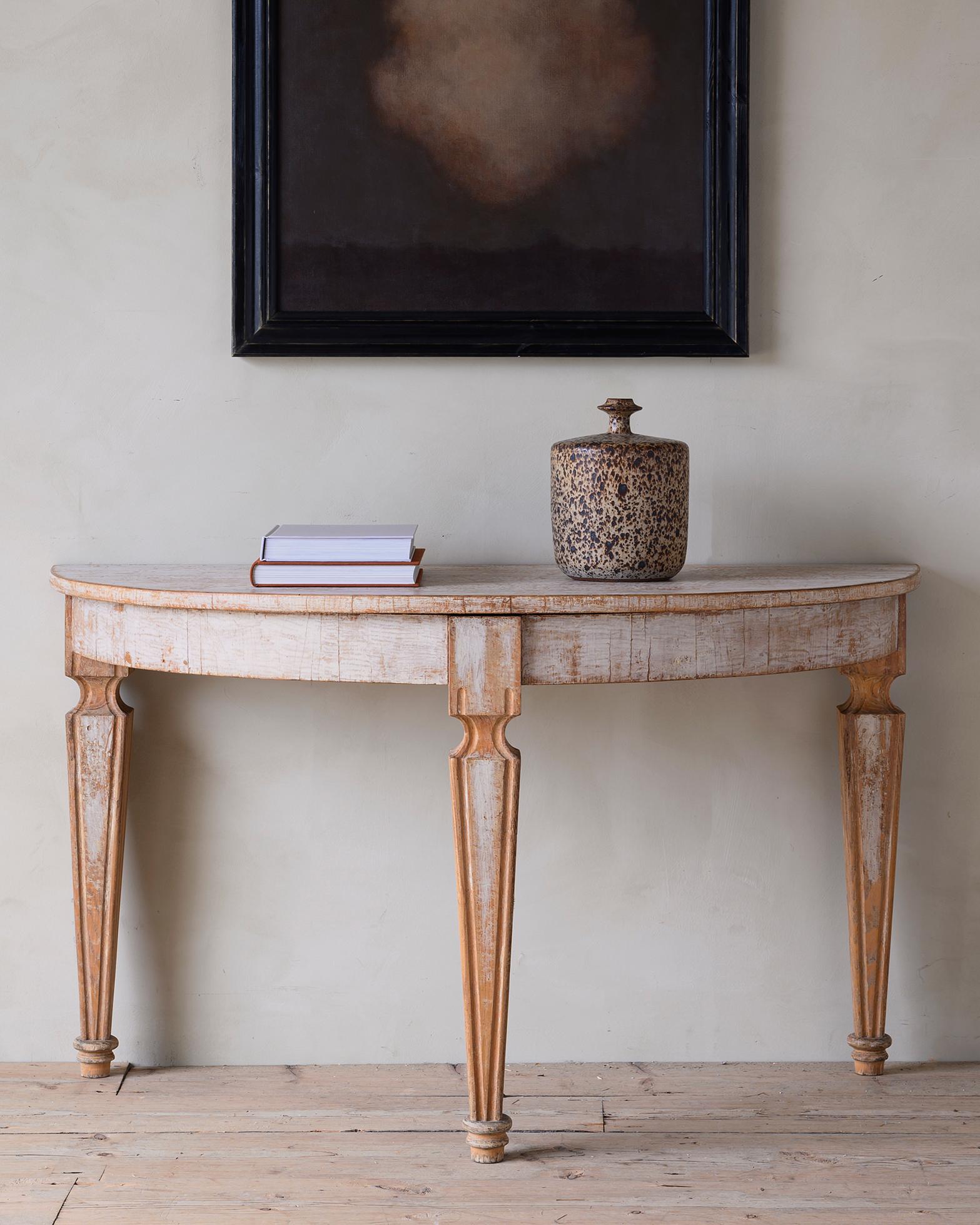 Pair of 19th Century Transitional Gustavian Demi Lune Tables 3