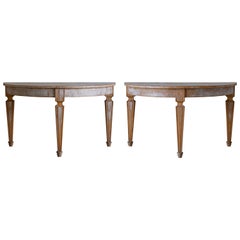 Pair of 19th Century Transitional Gustavian Demi Lune Tables