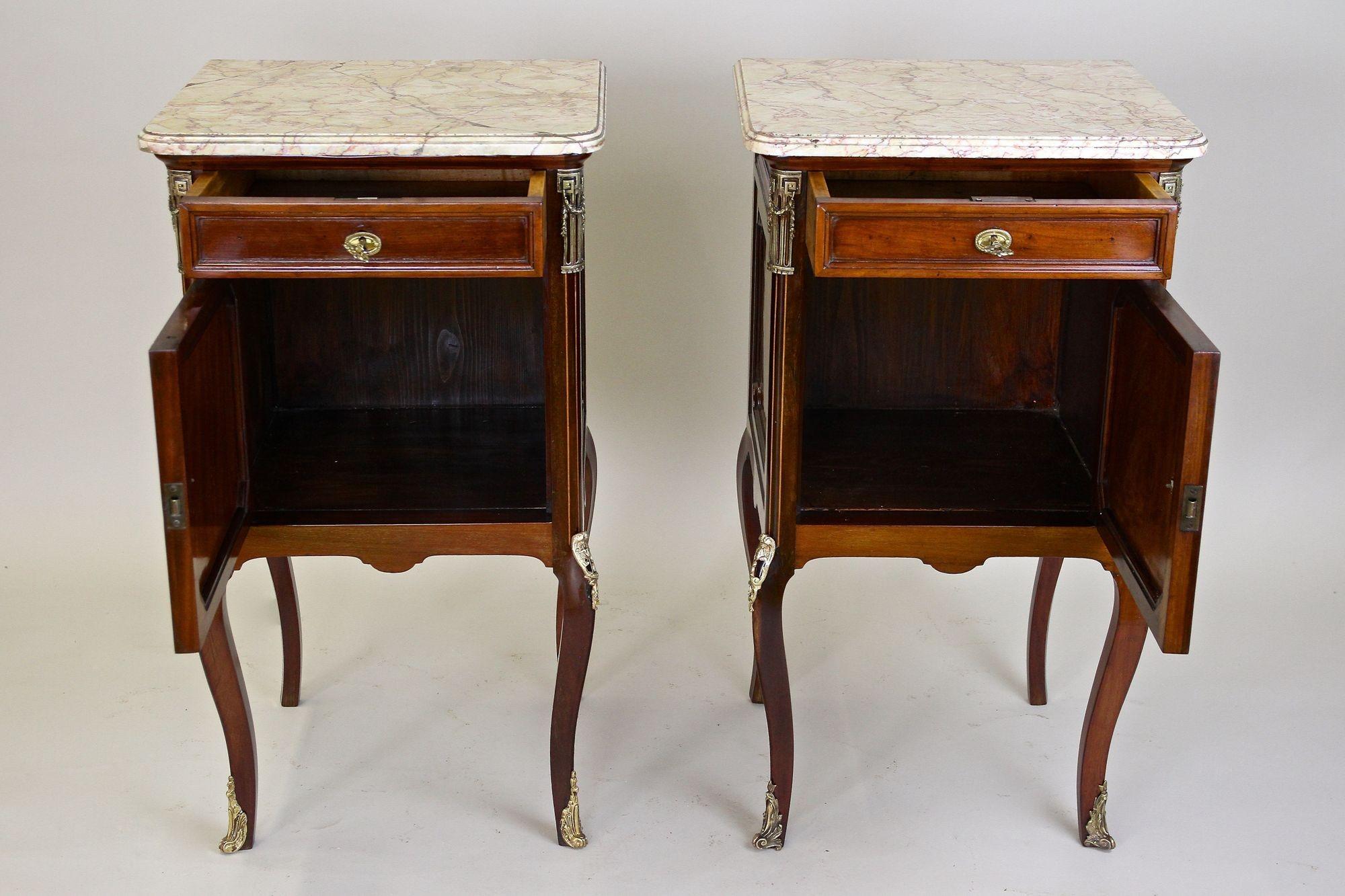Pair of 19th Century Transitional Pillar Commodes/ Side Tables, France Ca. 1870 For Sale 7