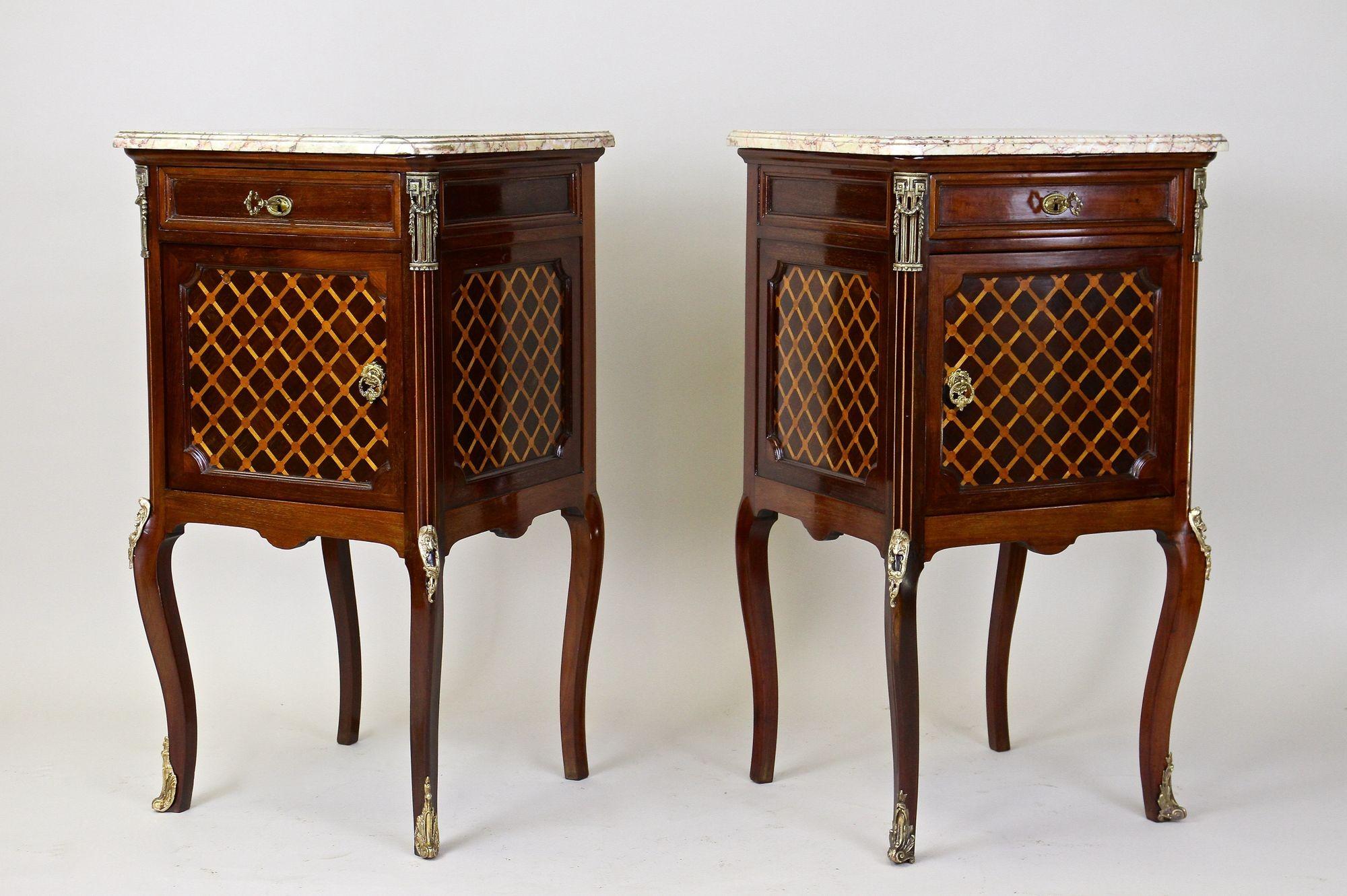 Pair of 19th Century Transitional Pillar Commodes/ Side Tables, France Ca. 1870 For Sale 9