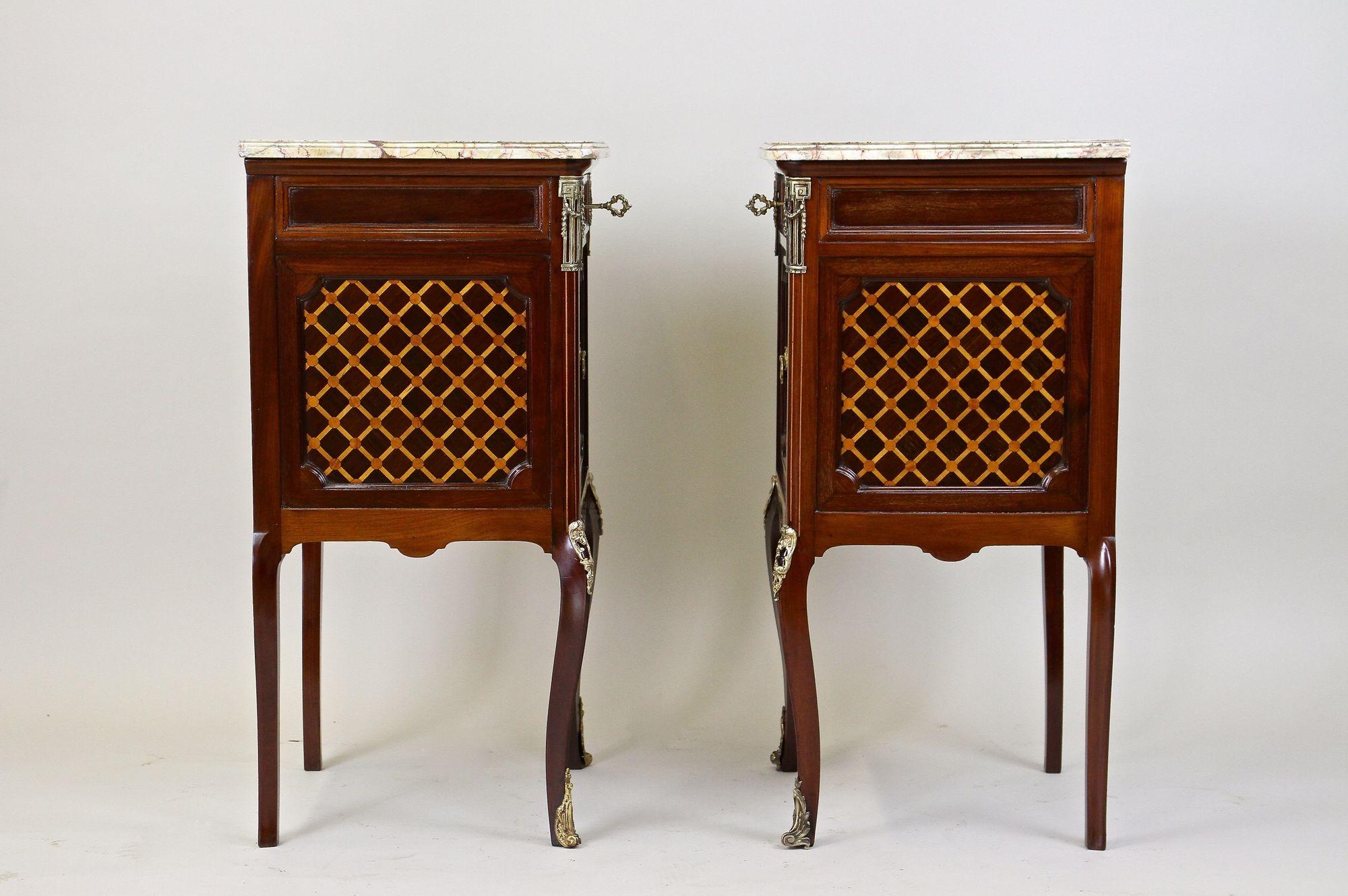 Pair of 19th Century Transitional Pillar Commodes/ Side Tables, France Ca. 1870 For Sale 11