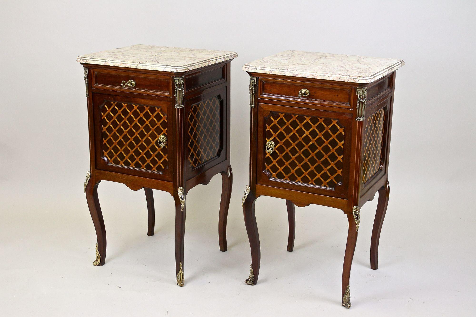 Pair of 19th Century Transitional Pillar Commodes/ Side Tables, France Ca. 1870 For Sale 2