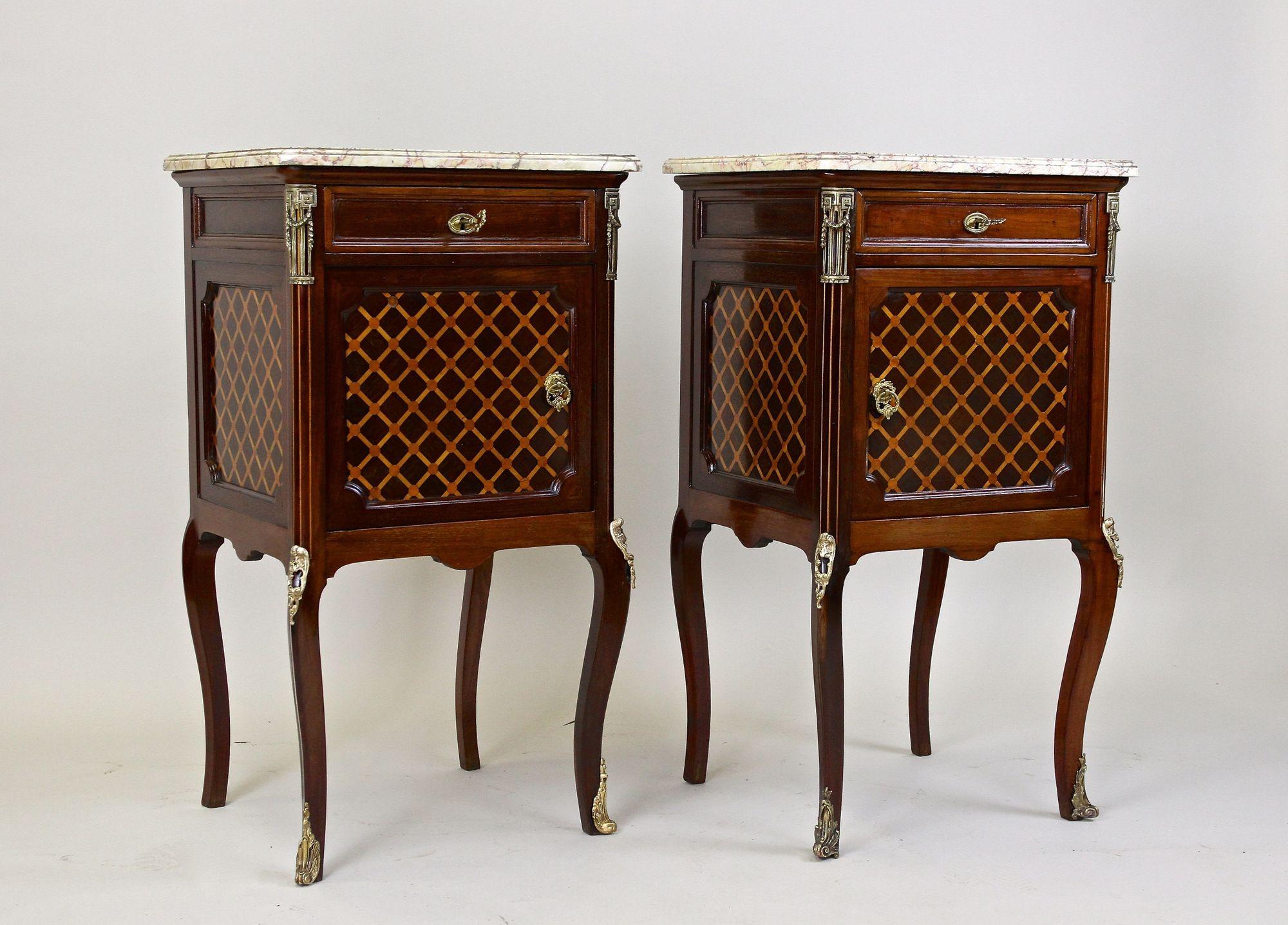 Pair of 19th Century Transitional Pillar Commodes/ Side Tables, France Ca. 1870 For Sale 3
