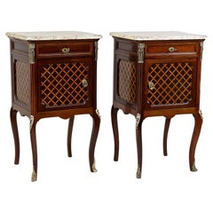 Pair of 19th Century Transitional Pillar Commodes/ Side Tables, France Ca. 1870