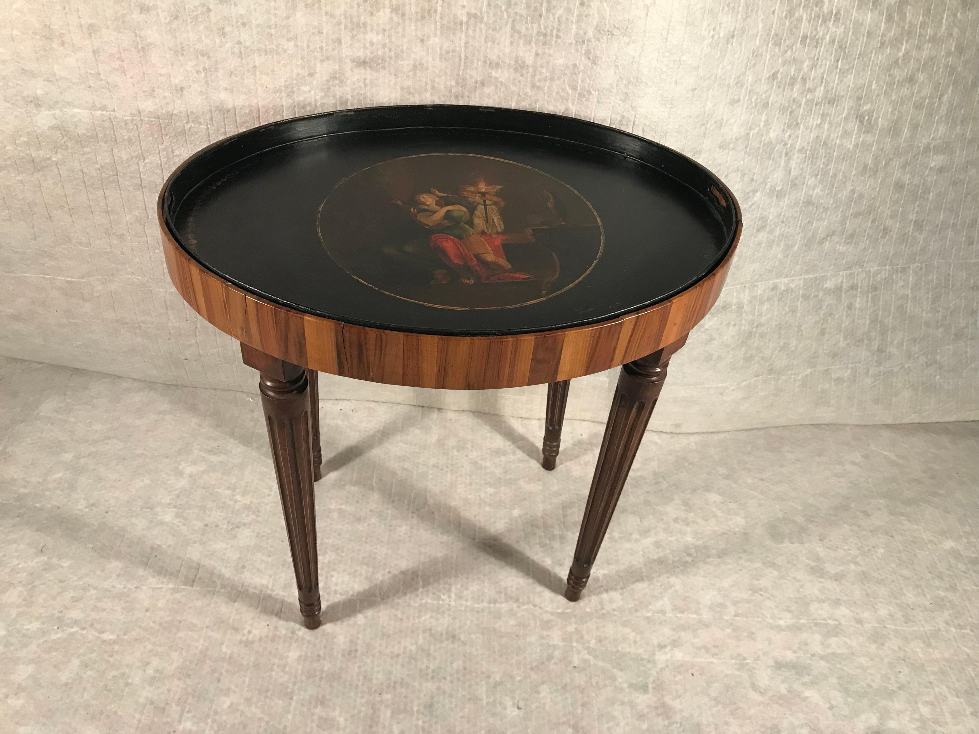 Napoleon III Pair of 19th century tray tables with lacquer trays For Sale