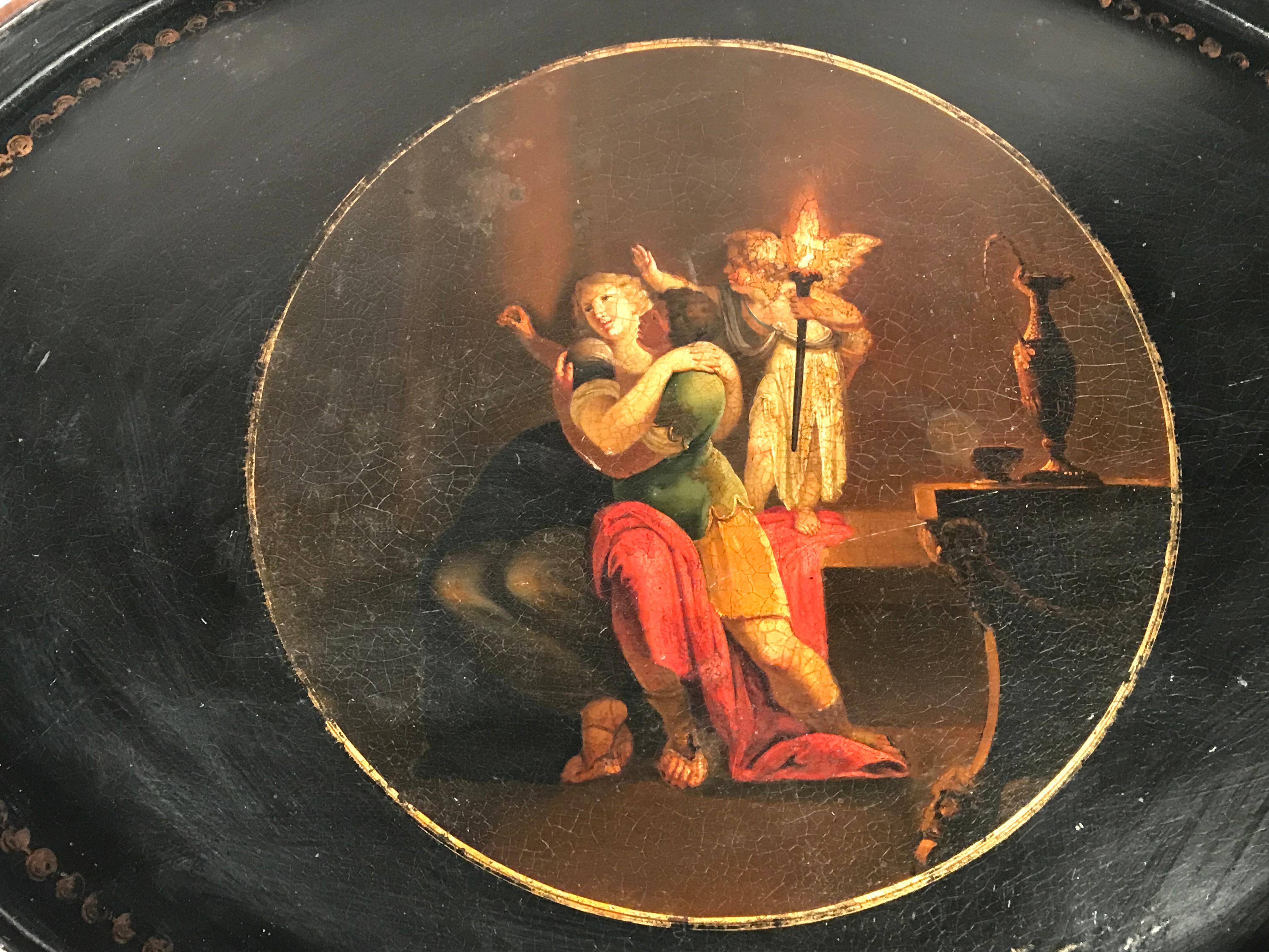 French Pair of 19th century tray tables with lacquer trays For Sale