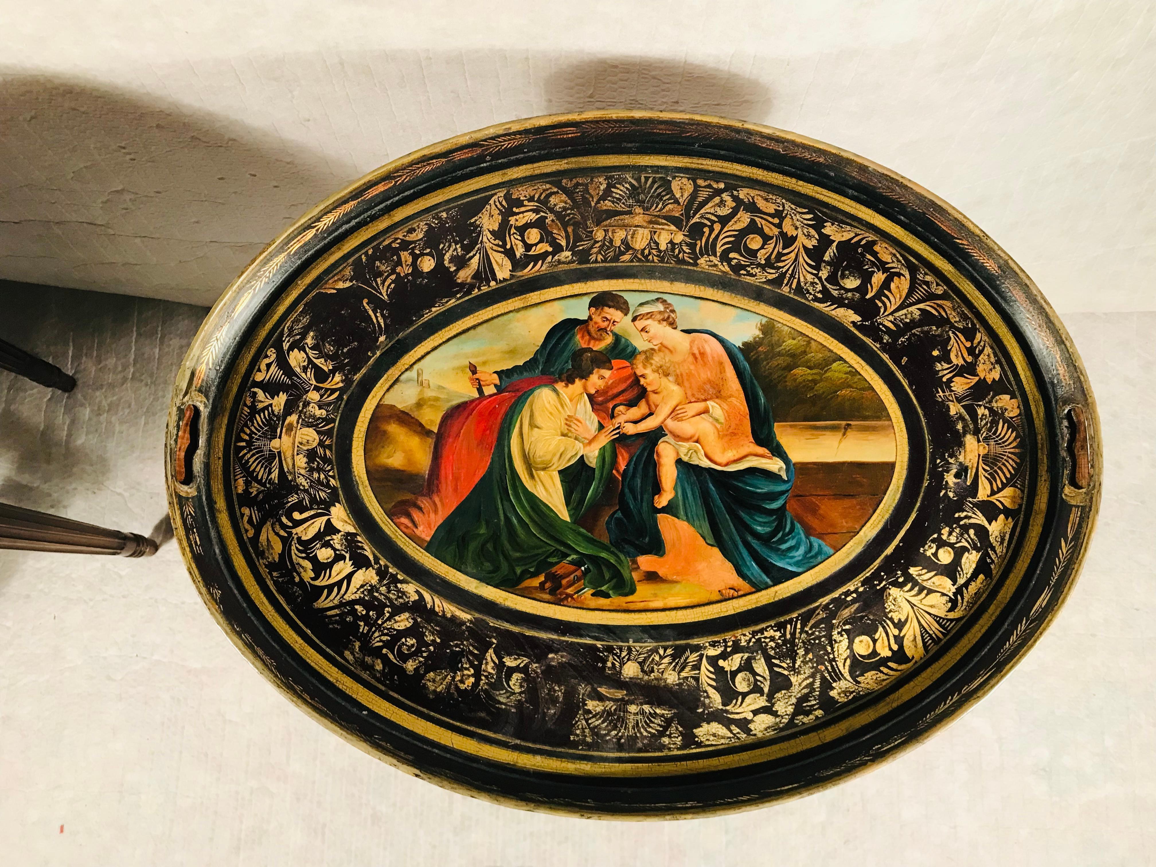 Late 19th Century Pair of 19th century tray tables with lacquer trays For Sale