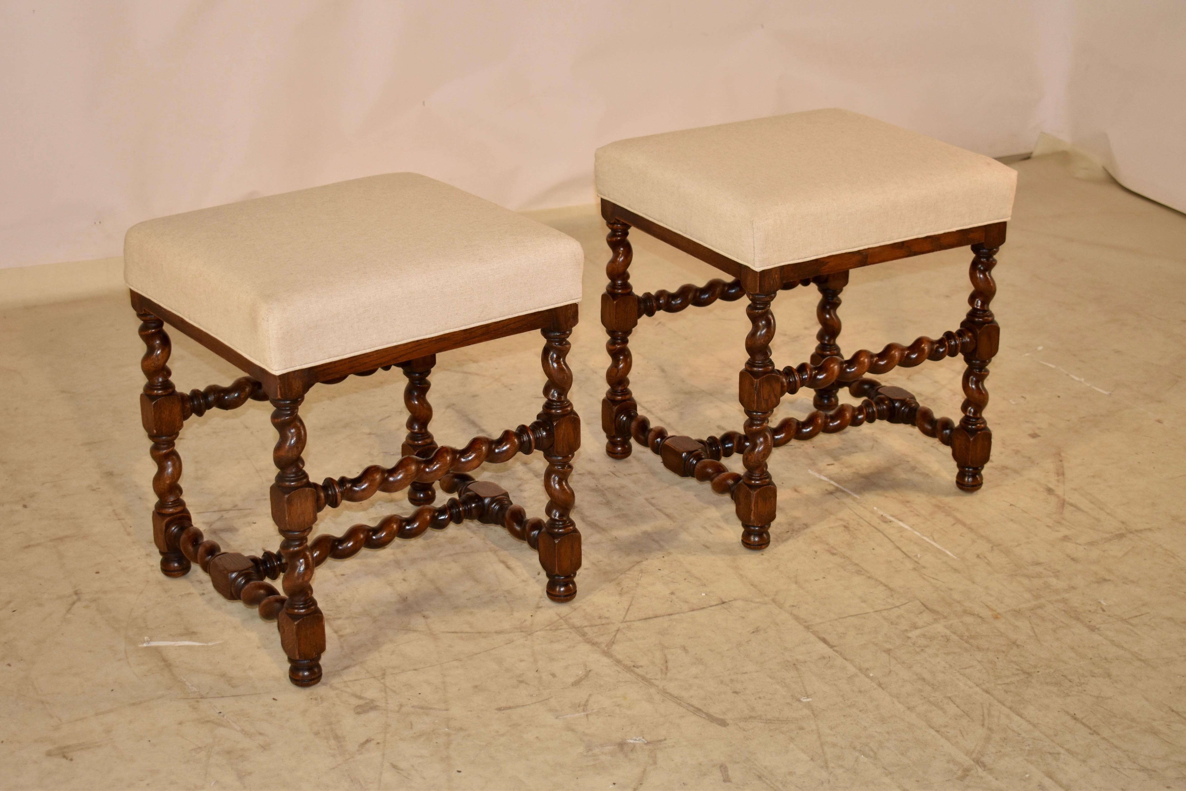 Napoleon III Pair of 19th Century Turned French Stools For Sale
