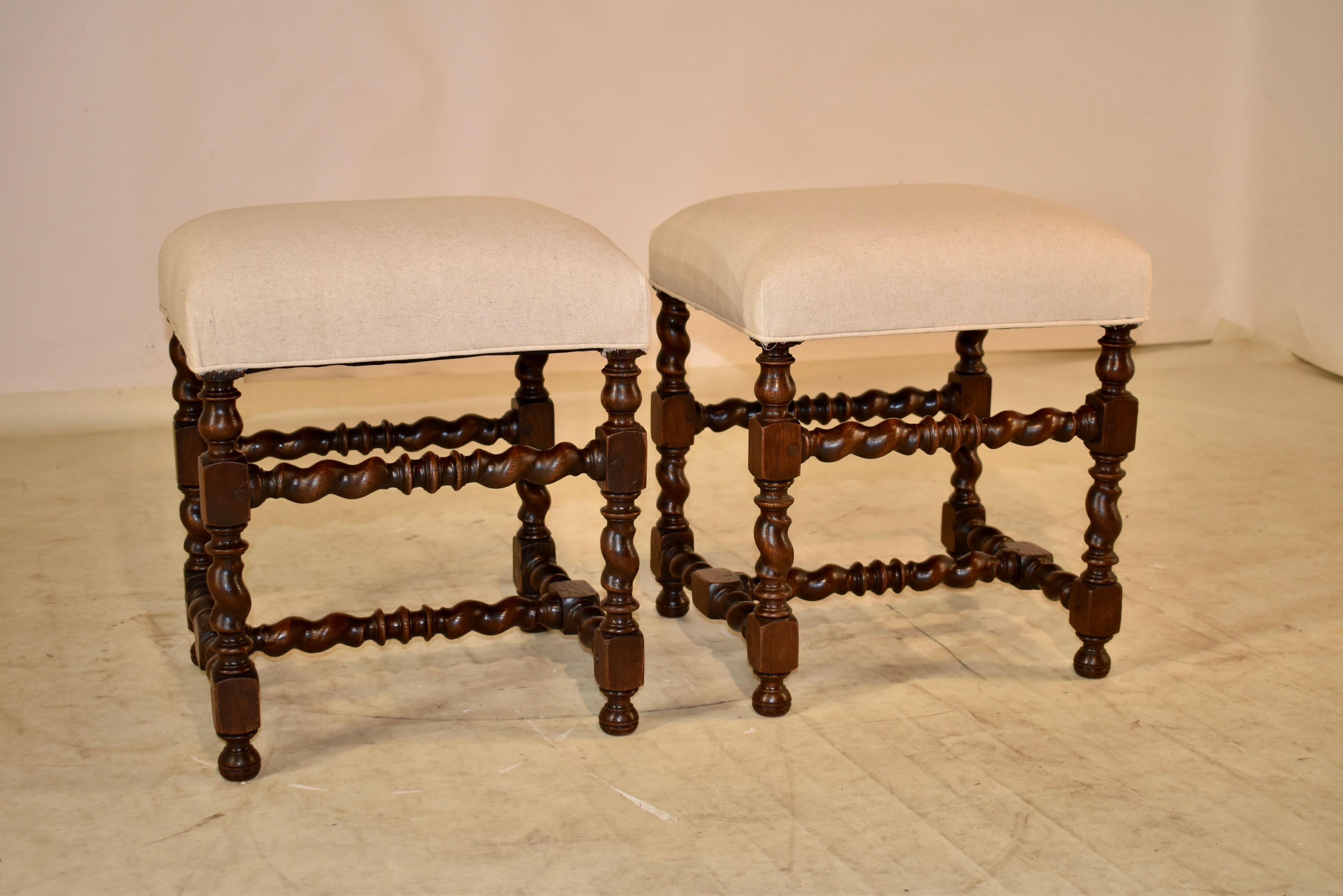 Pair of 19th Century Turned French Stools In Good Condition In High Point, NC