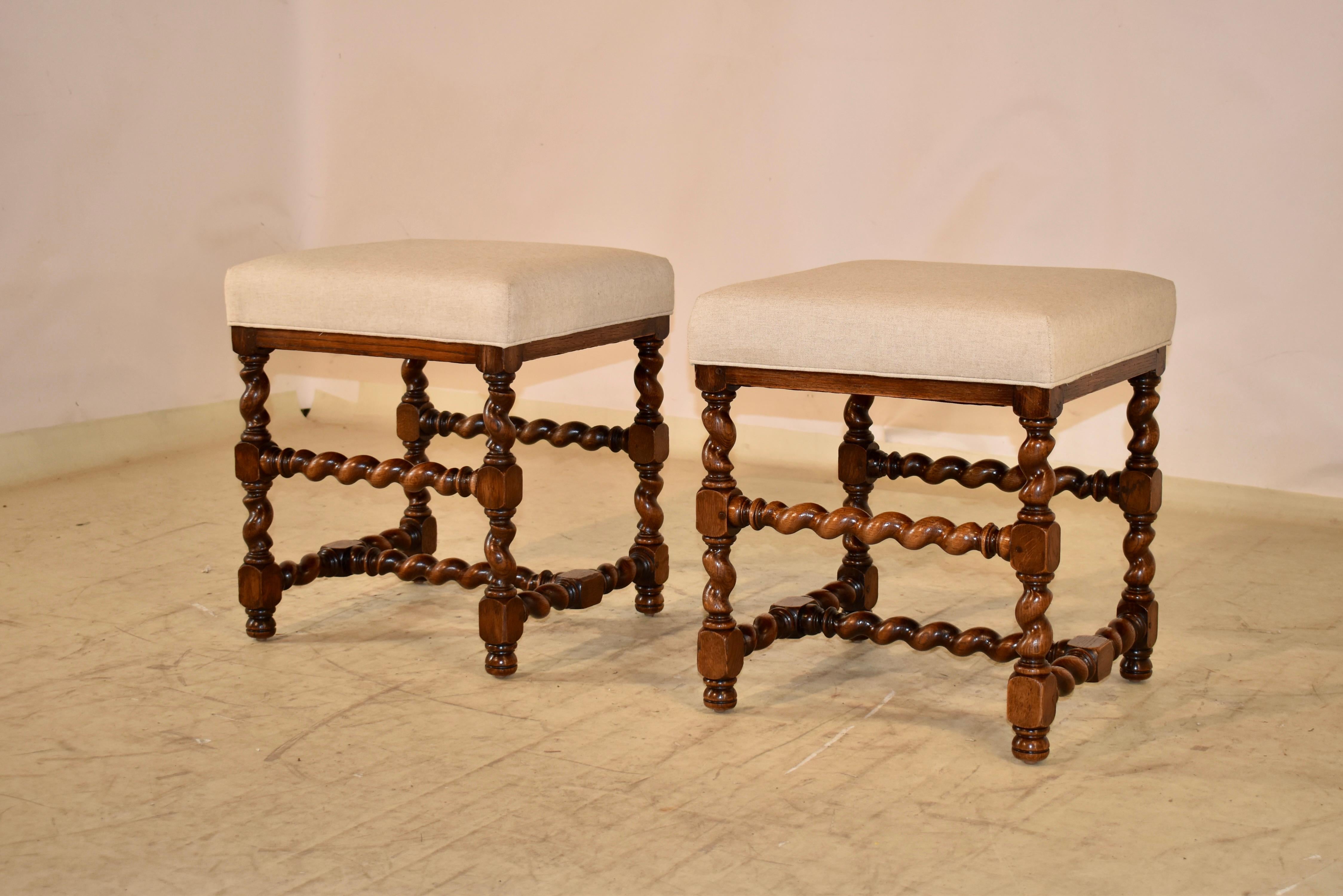 Pair of 19th Century Turned French Stools In Good Condition For Sale In High Point, NC