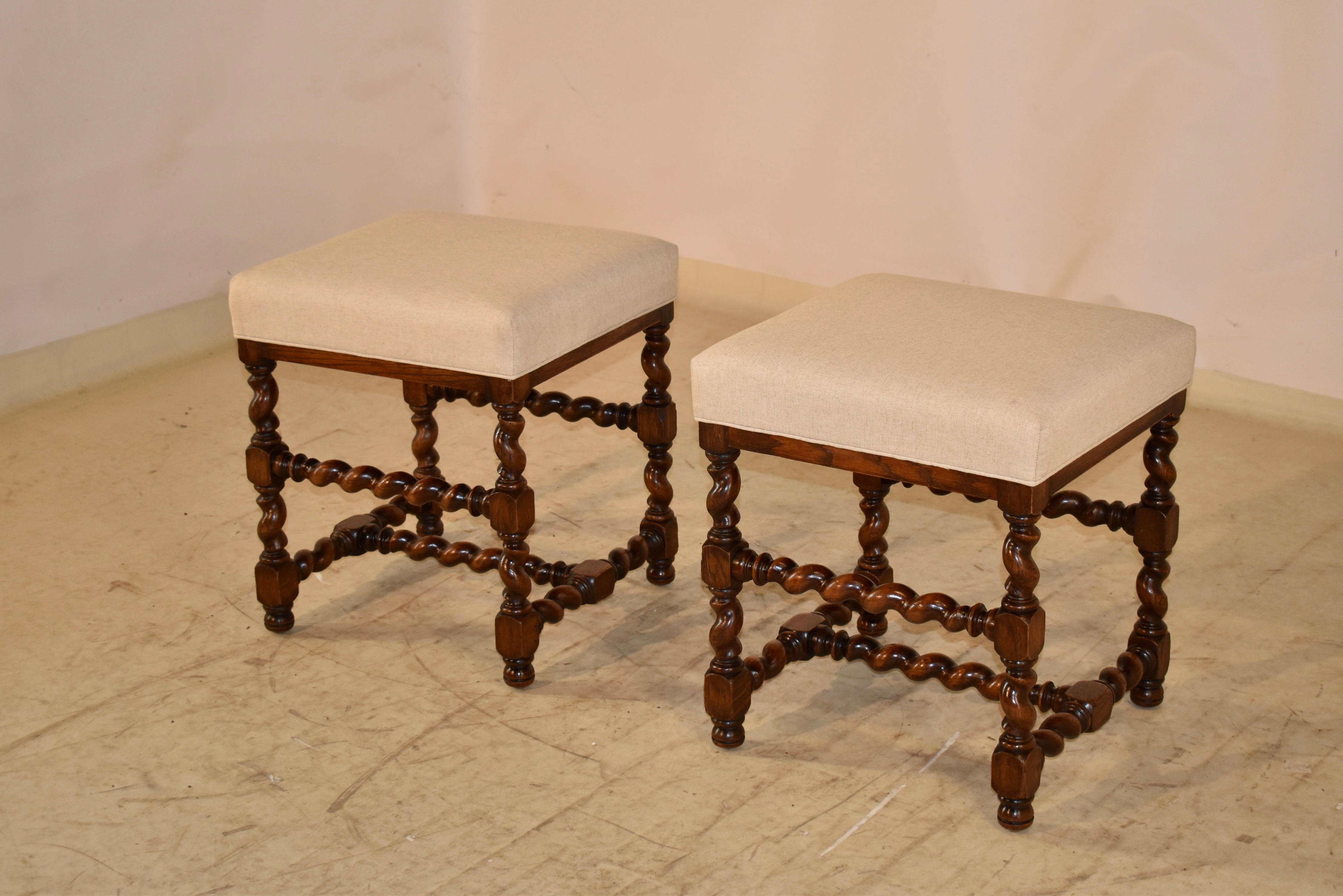 Pair of 19th Century Turned French Stools For Sale 1