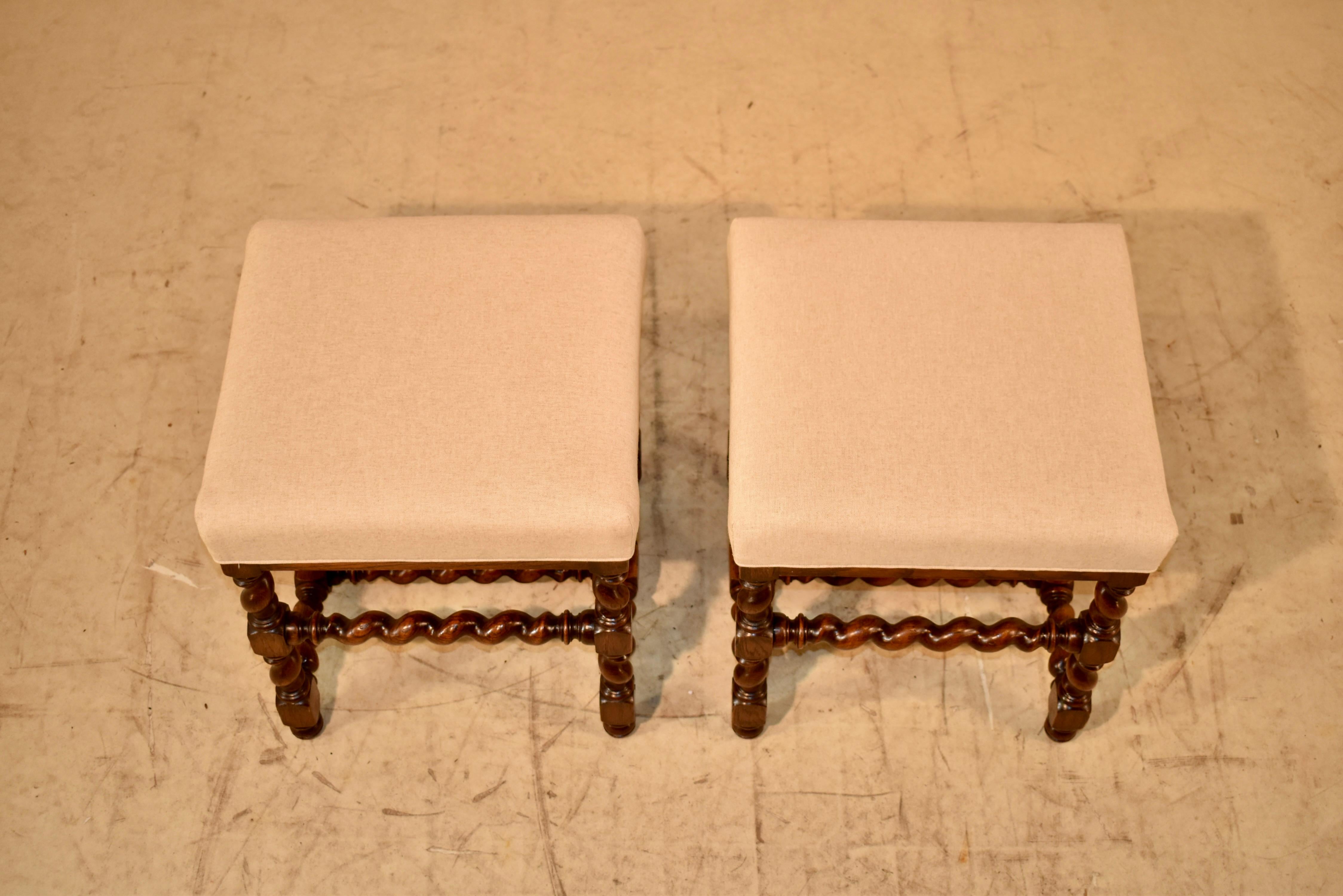 Pair of 19th Century Turned French Stools For Sale 2