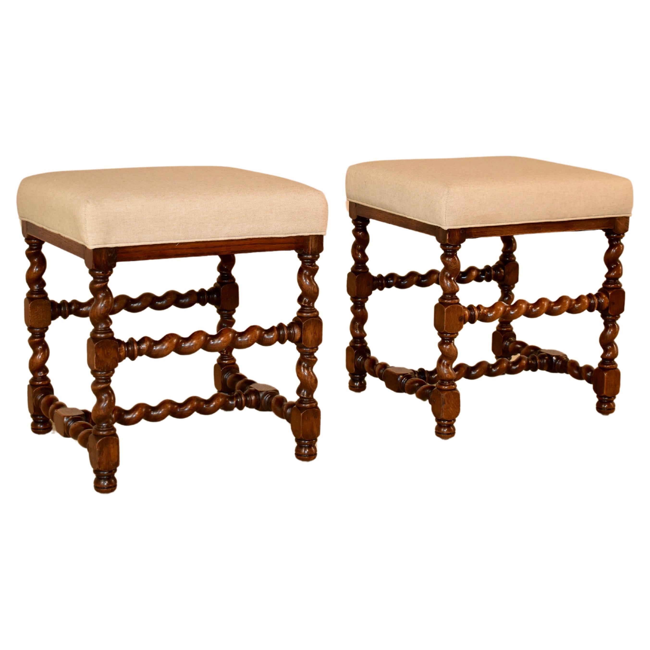 Pair of 19th Century Turned French Stools For Sale