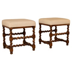 Antique Pair of 19th Century Turned French Stools