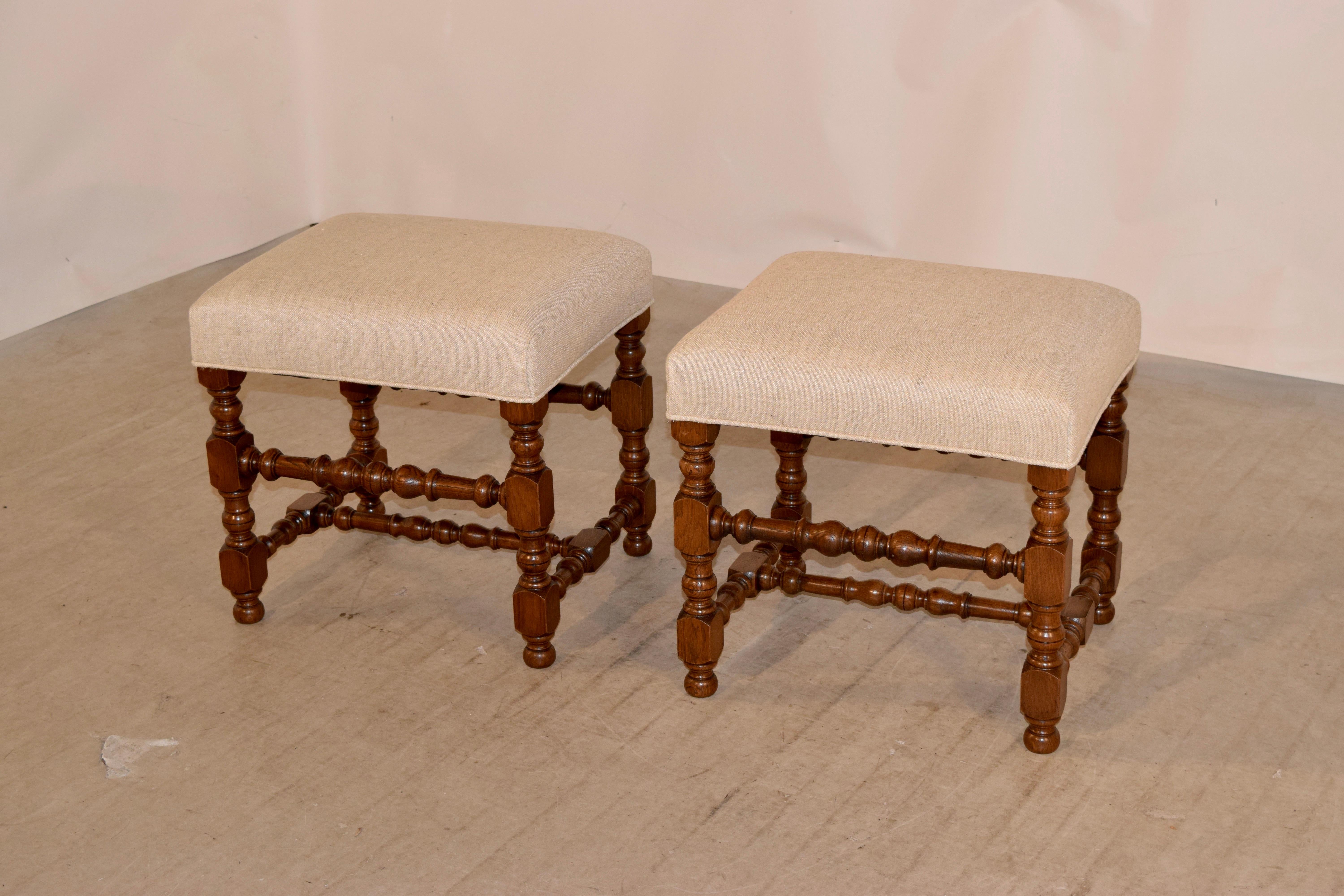 French Pair of 19th Century Turned Stools