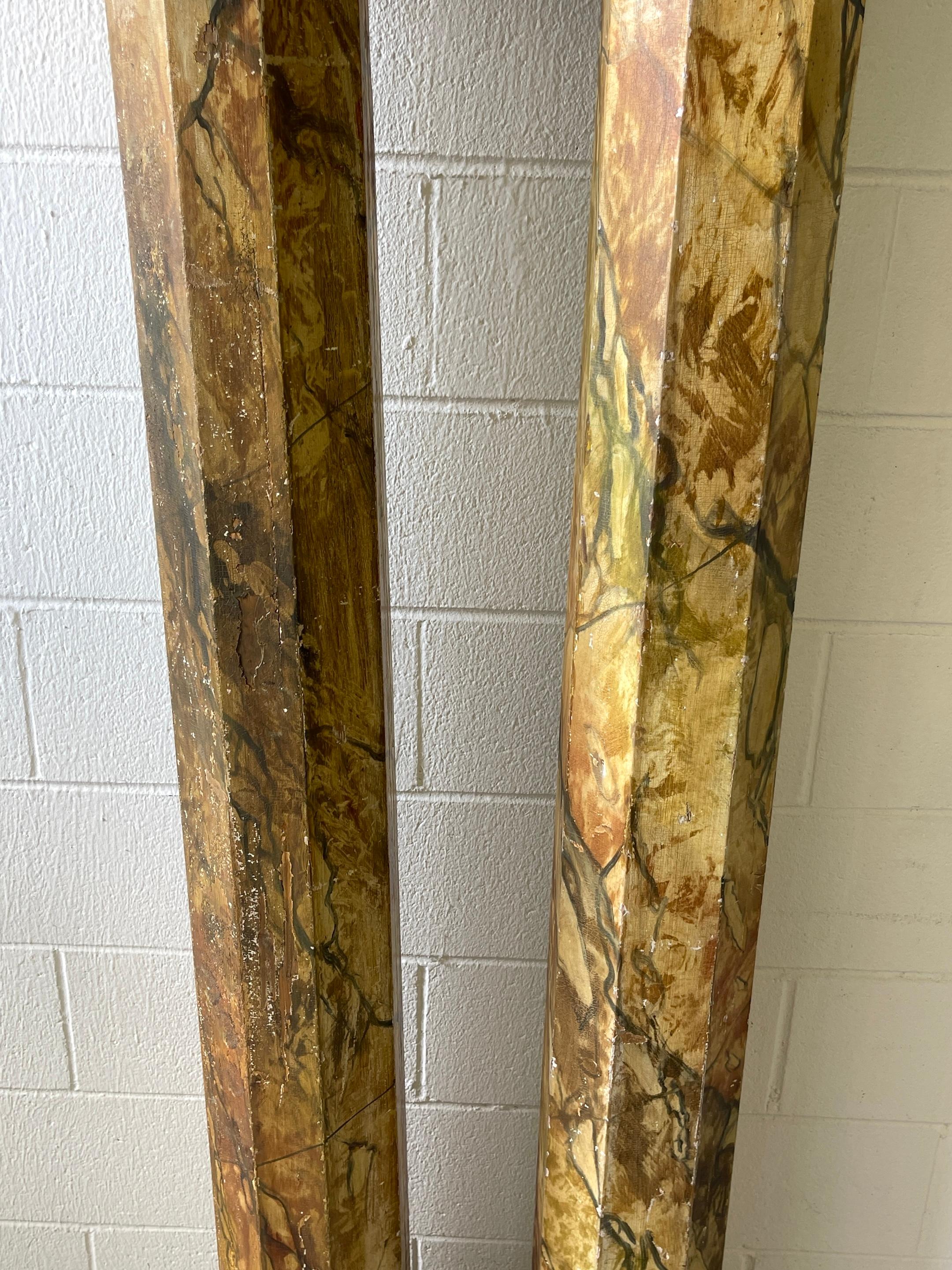 Pair of 19th Century Tuscan Marbleized, Carved & Gilt  76