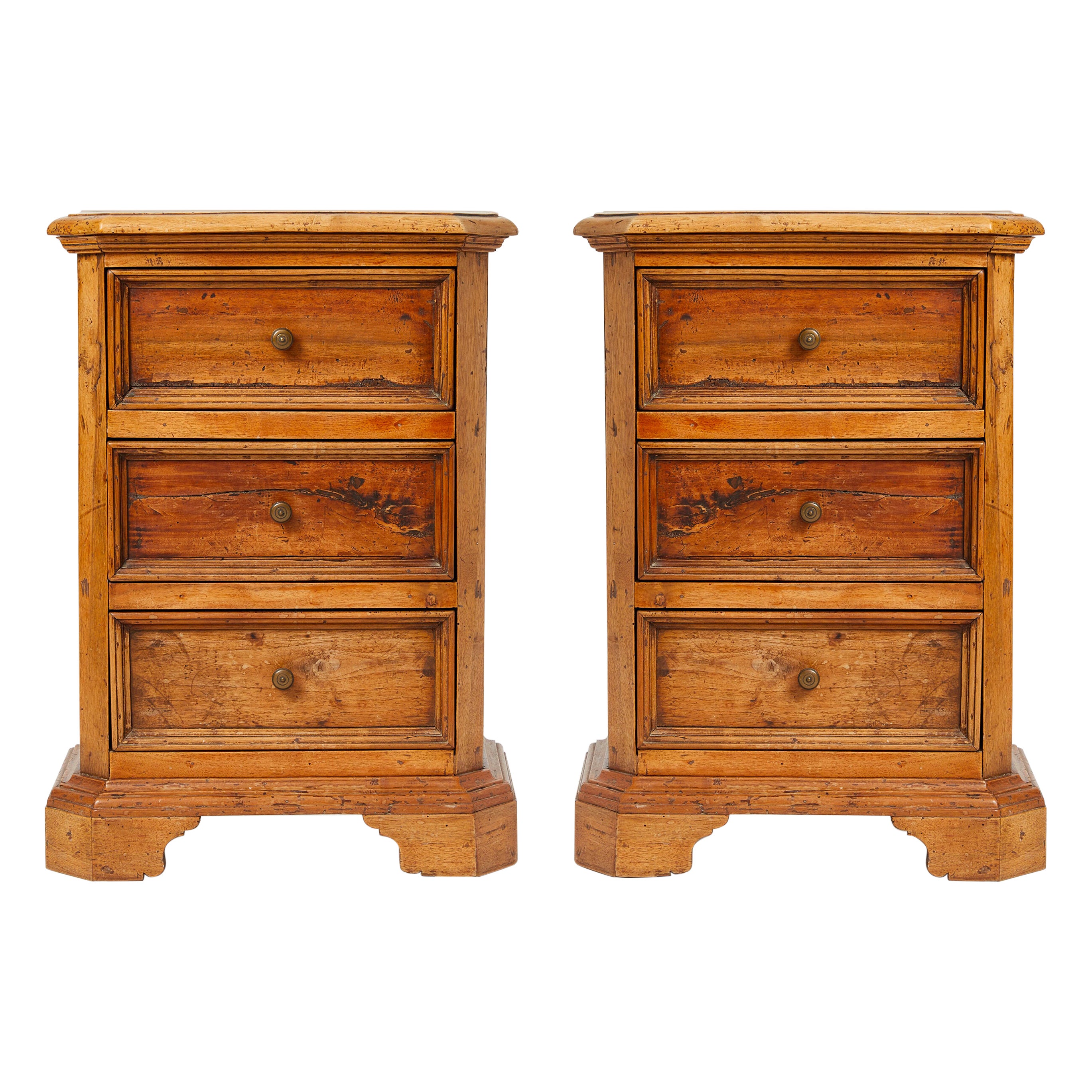 Pair of 19th Century Tuscan Walnut Bedside Tables