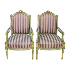 Pair of 19th Century Upholstered French Armchairs