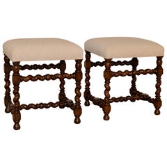 Pair of 19th Century Upholstered Stools