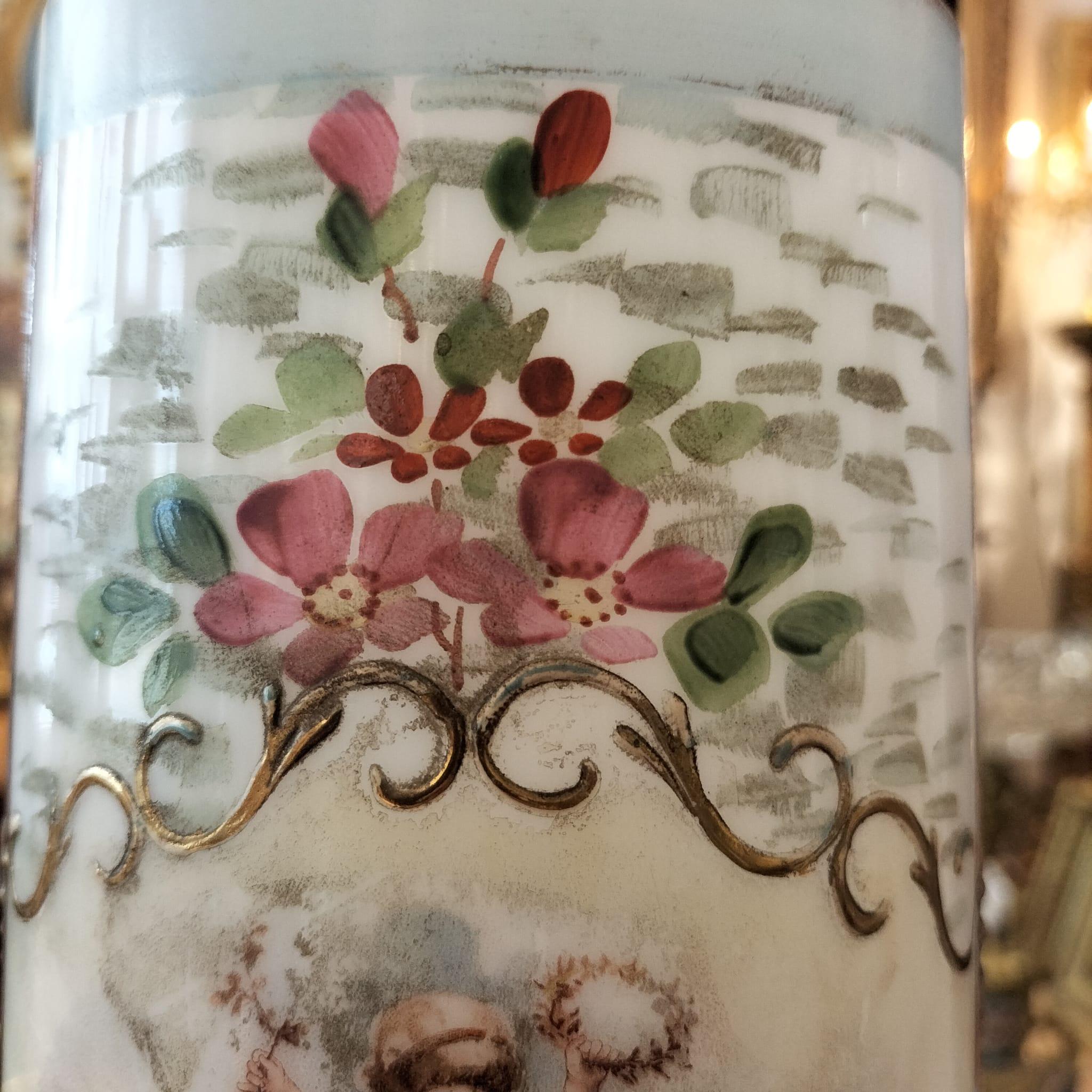 Paire de vases du 19e siècle en verre opalin Bon état - En vente à NICE, FR