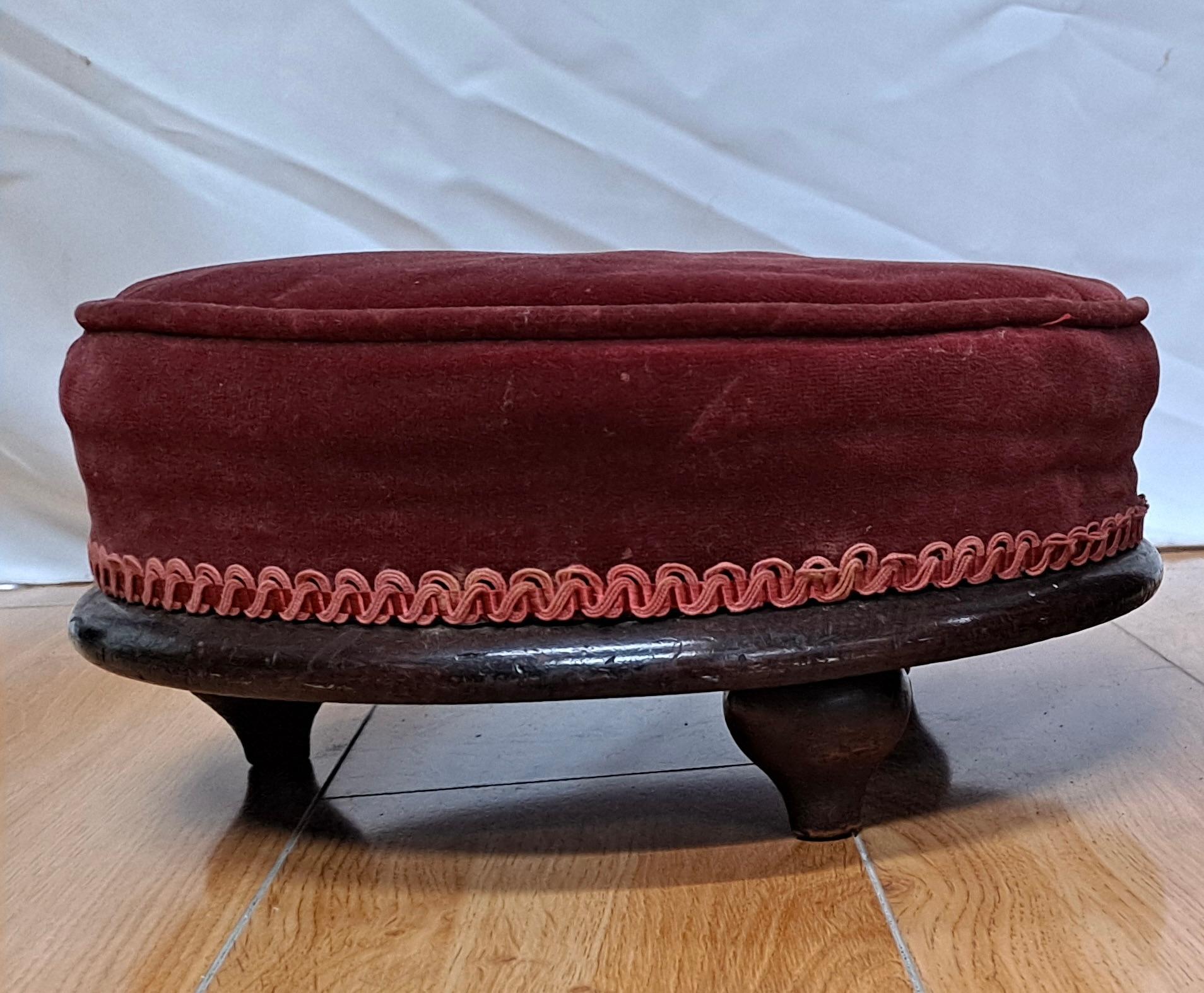 Pair of 19th Century Velvet Upholstered Footstools In Fair Condition For Sale In San Francisco, CA