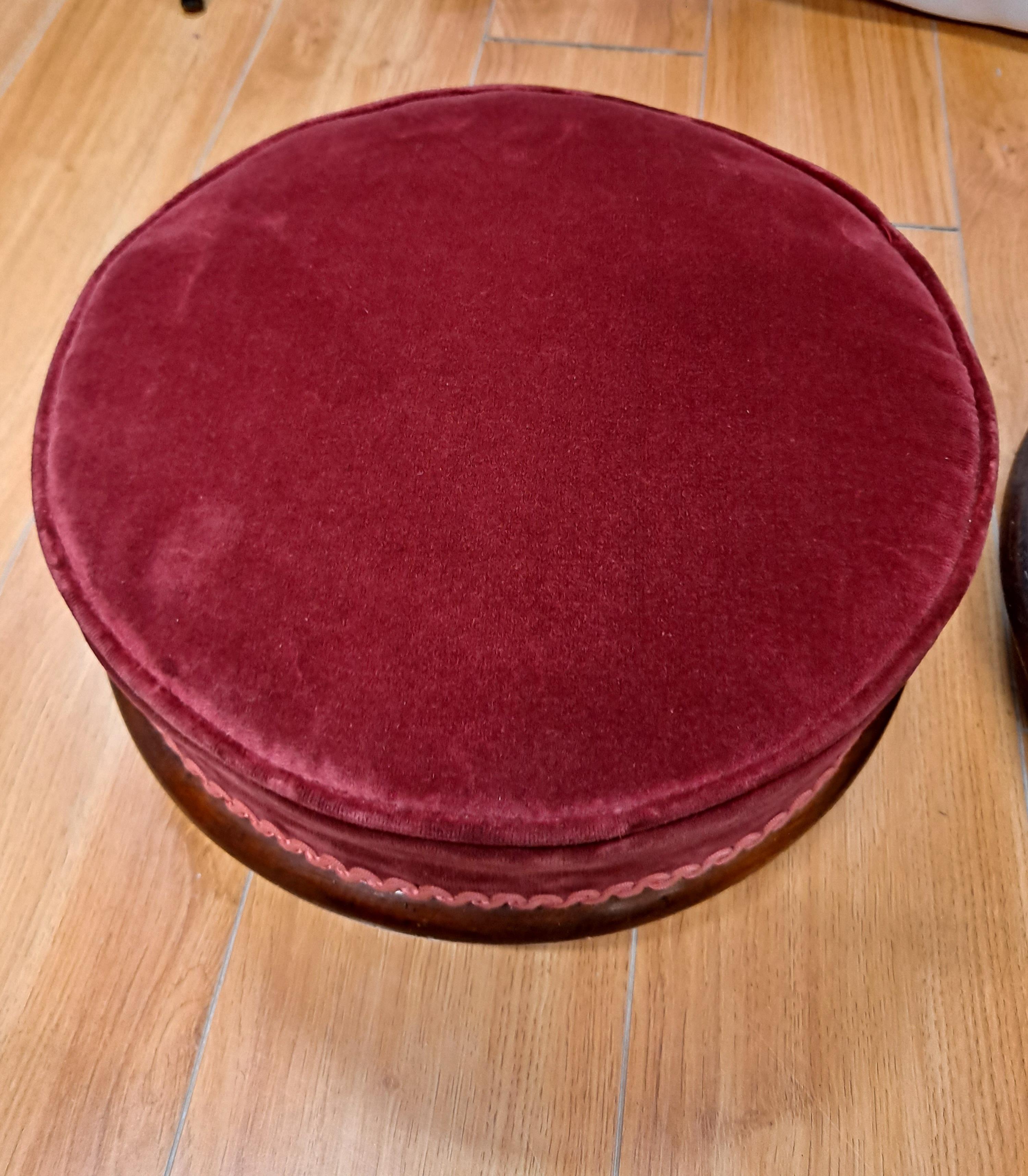 Pair of 19th Century Velvet Upholstered Footstools For Sale 2