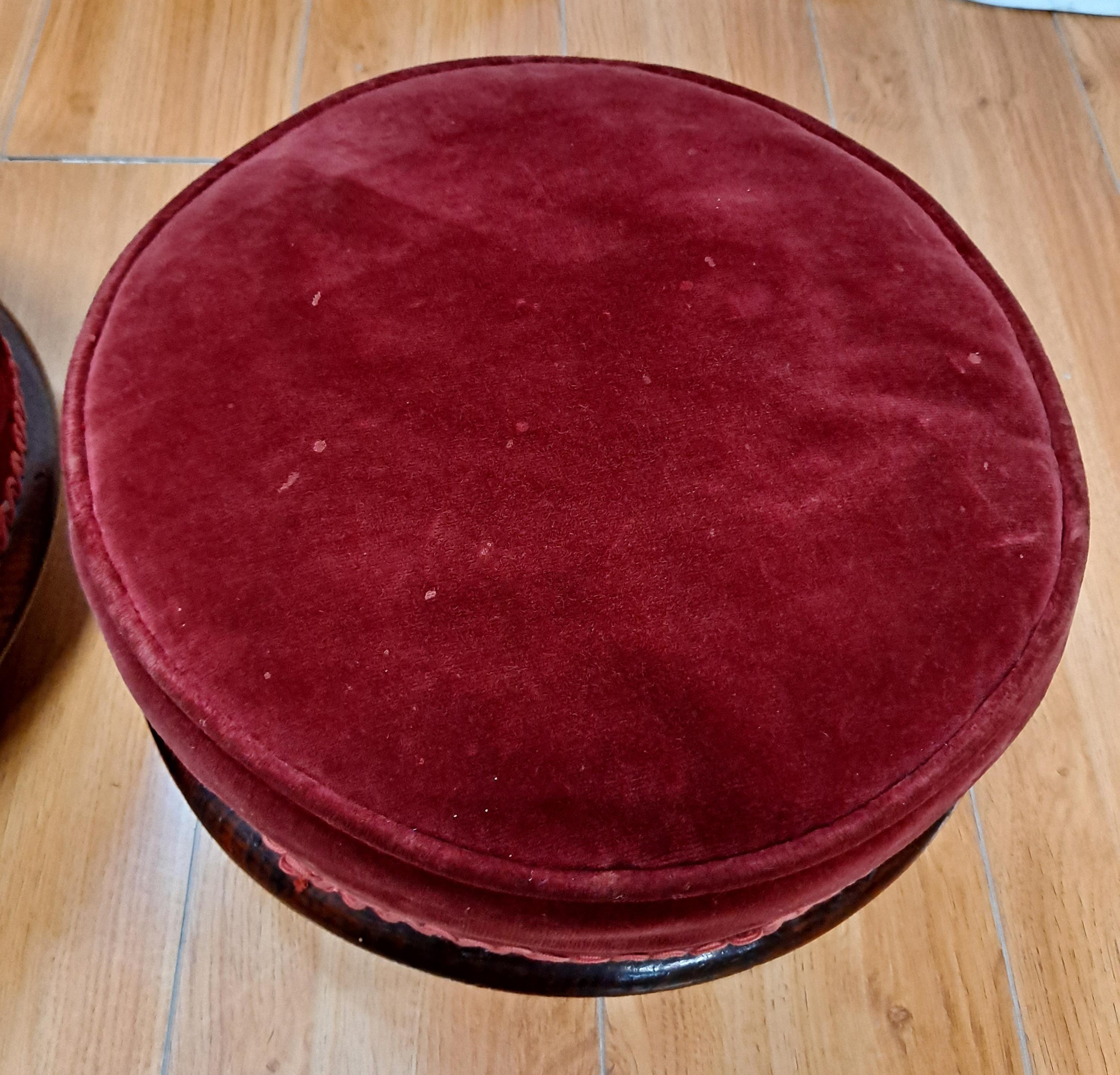 Pair of 19th Century Velvet Upholstered Footstools For Sale 3