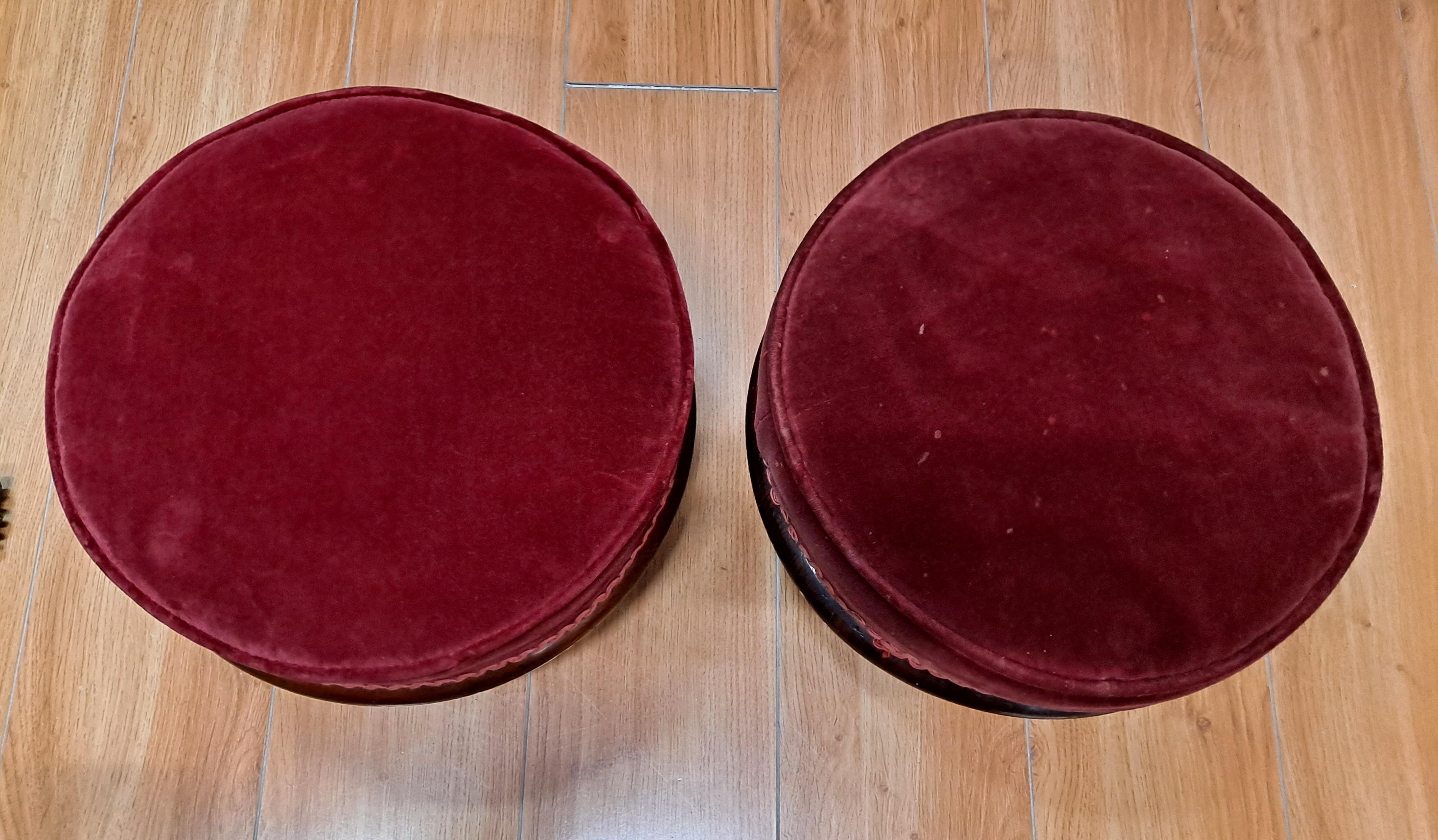 Pair of 19th Century Velvet Upholstered Footstools For Sale 4