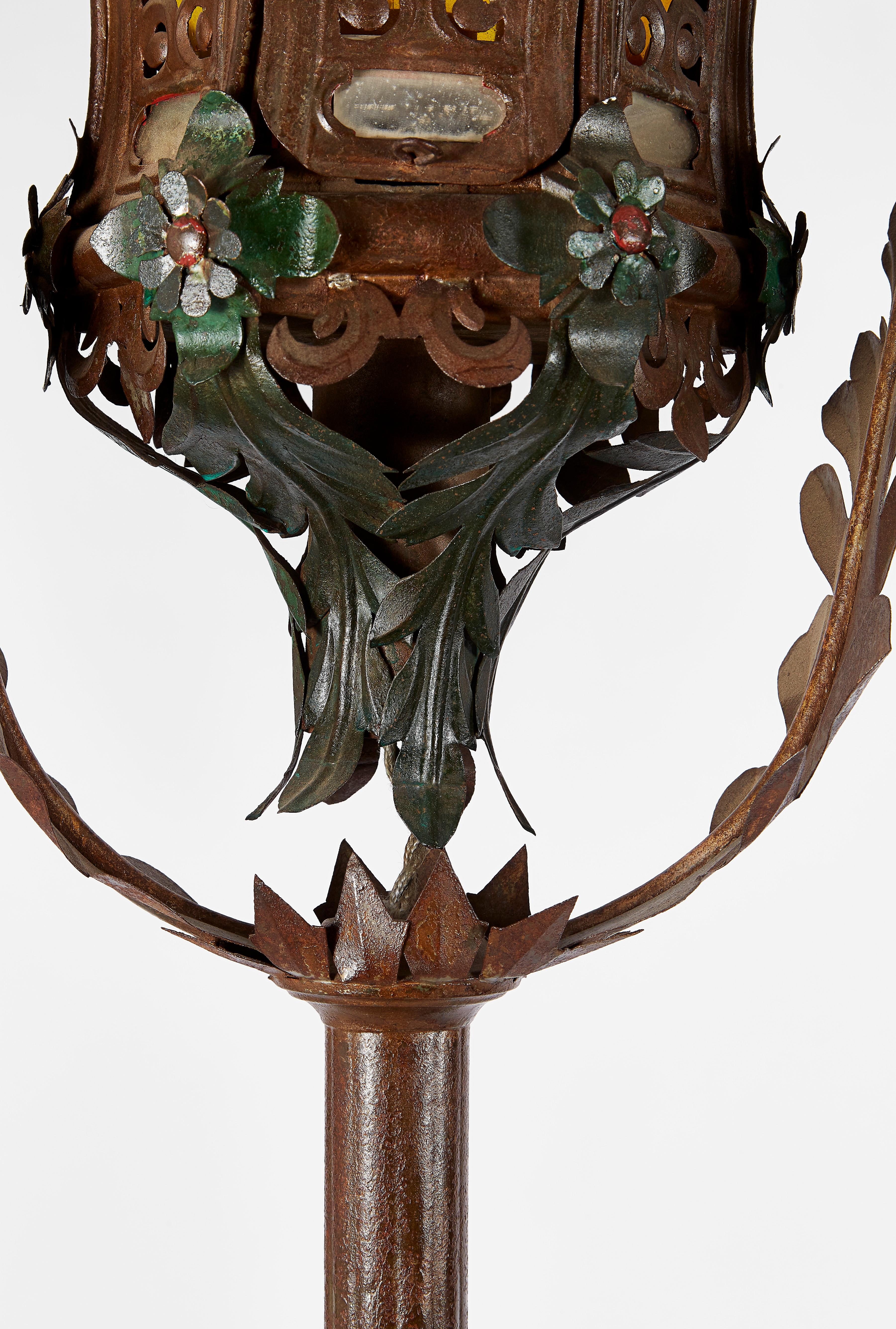 Paire de lanternes vénitiennes du XIXe siècle - Lampes gondoles italiennes de style baroque en vente 2