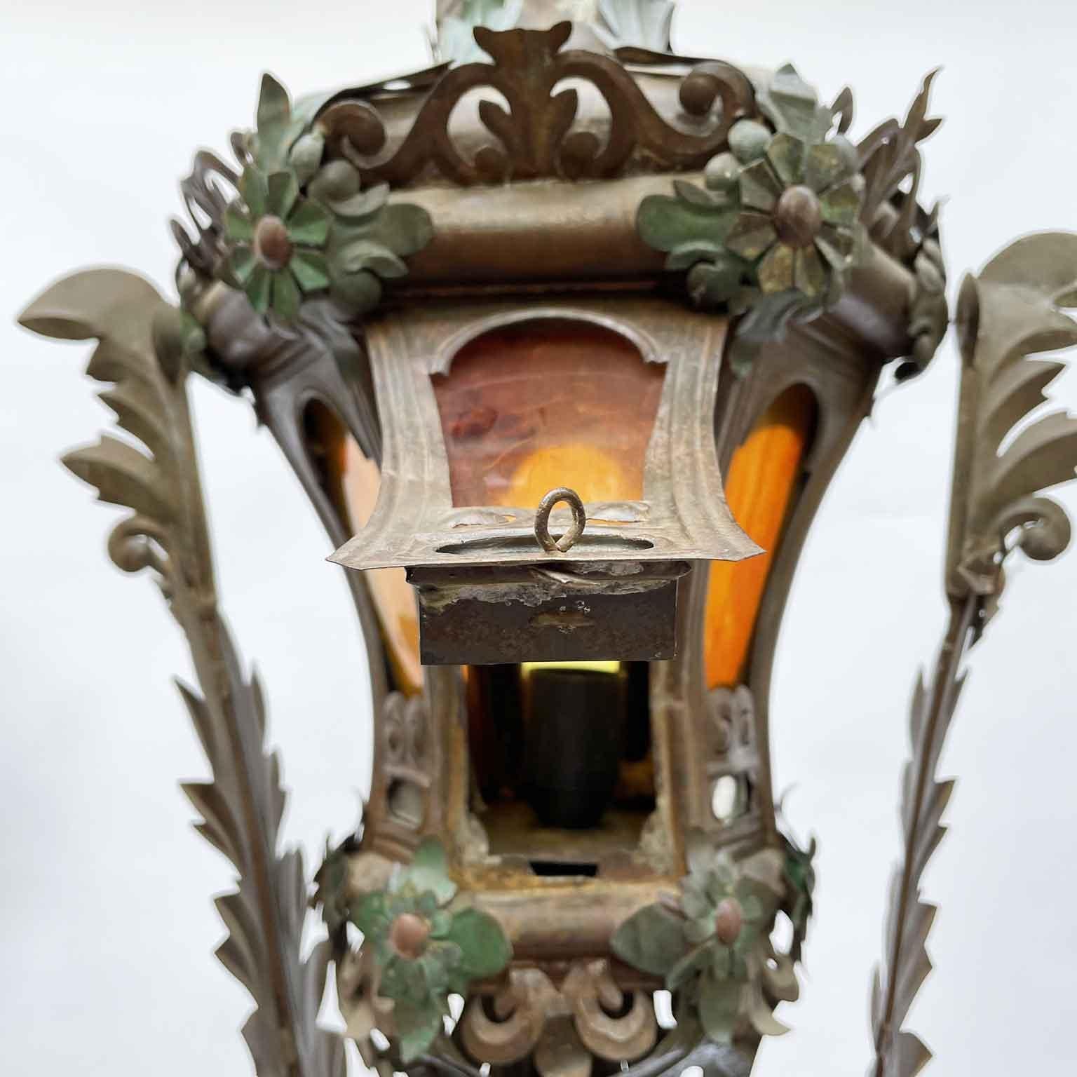 Pair of Venetian Lanterns 19th Century Italian Gondola Lamps Baroque Style For Sale 7