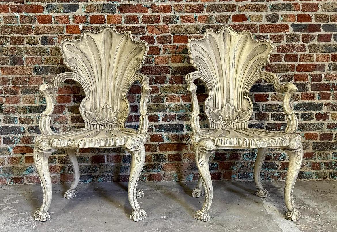 Pair of 19th century Venetian grotto chairs  In Fair Condition For Sale In Haywards Heath, GB