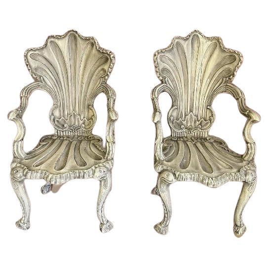 Pair of 19th century Venetian grotto chairs  For Sale