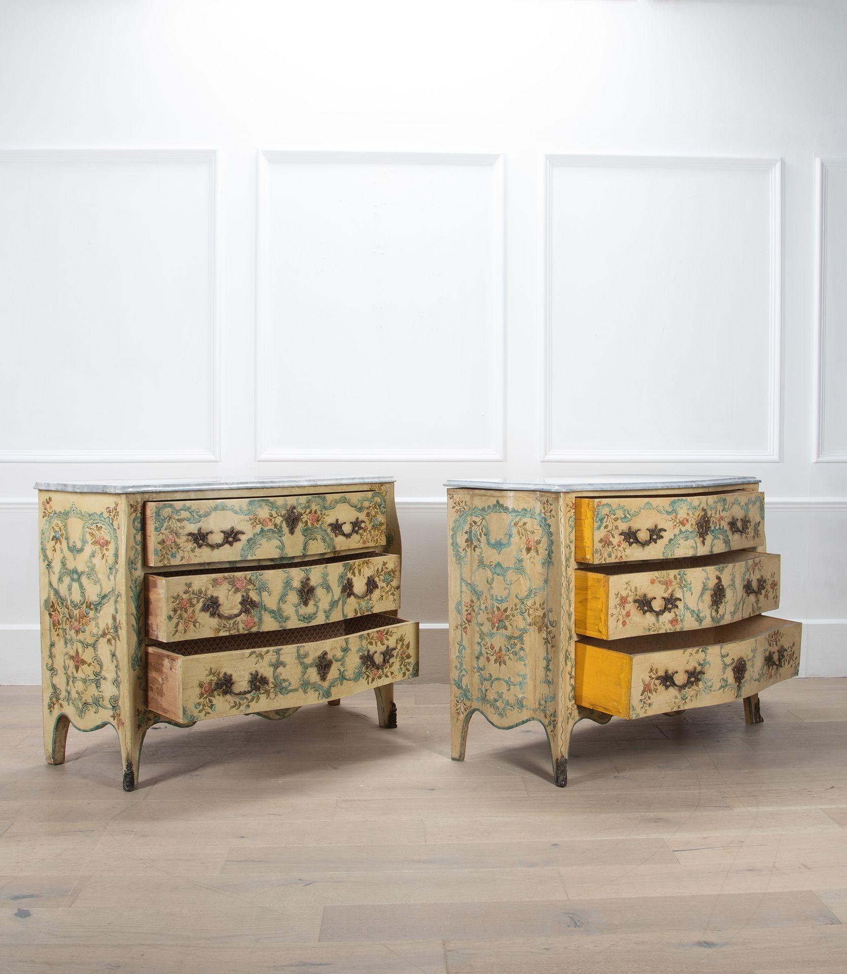 Pair of 19th Century Venetian Hand Painted Commodes For Sale 9
