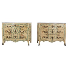 Pair of 19th Century Venetian Hand Painted Commodes