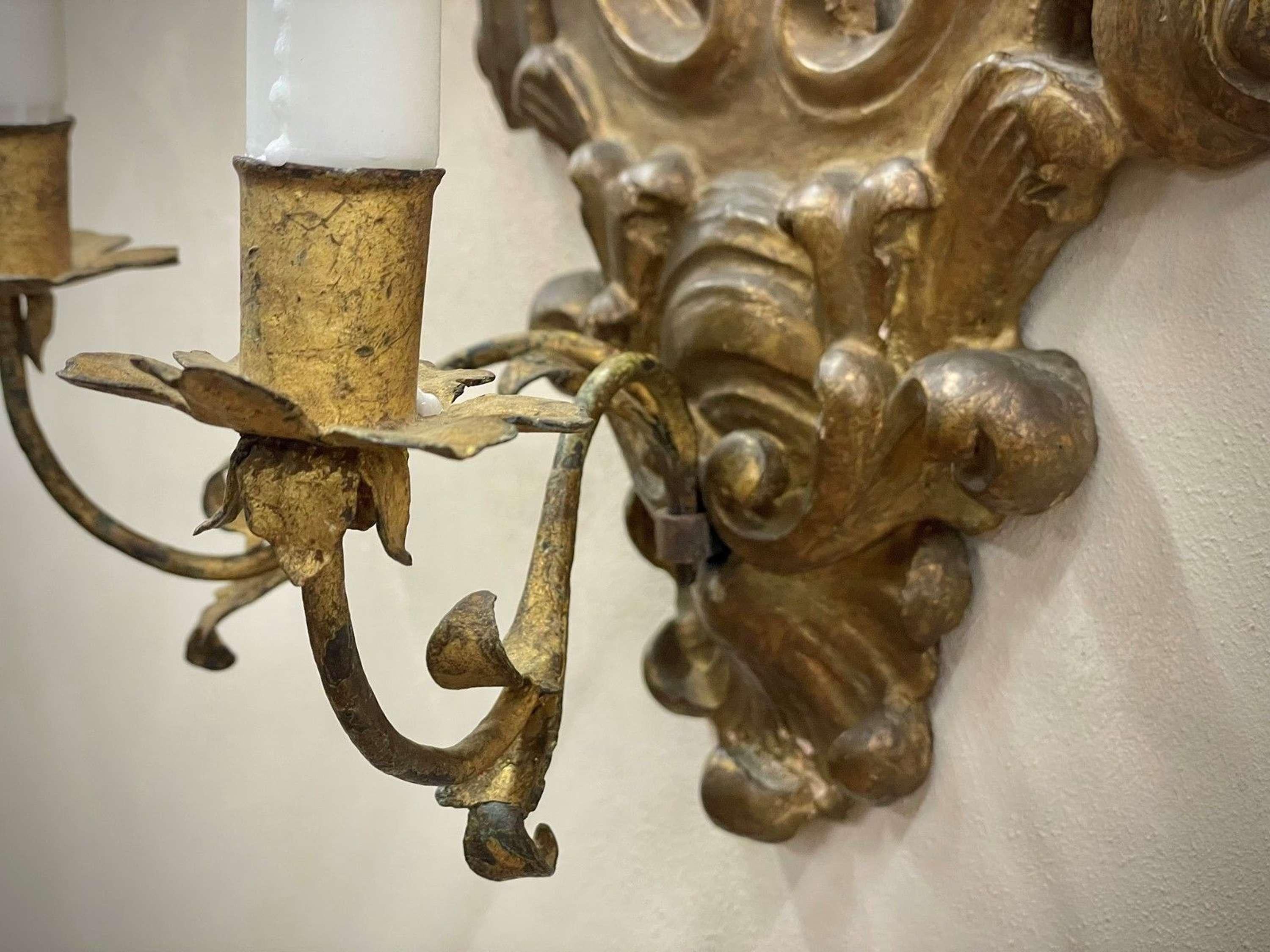 Italian Pair of 19th Century Venetian Mirrors & Sconces For Sale