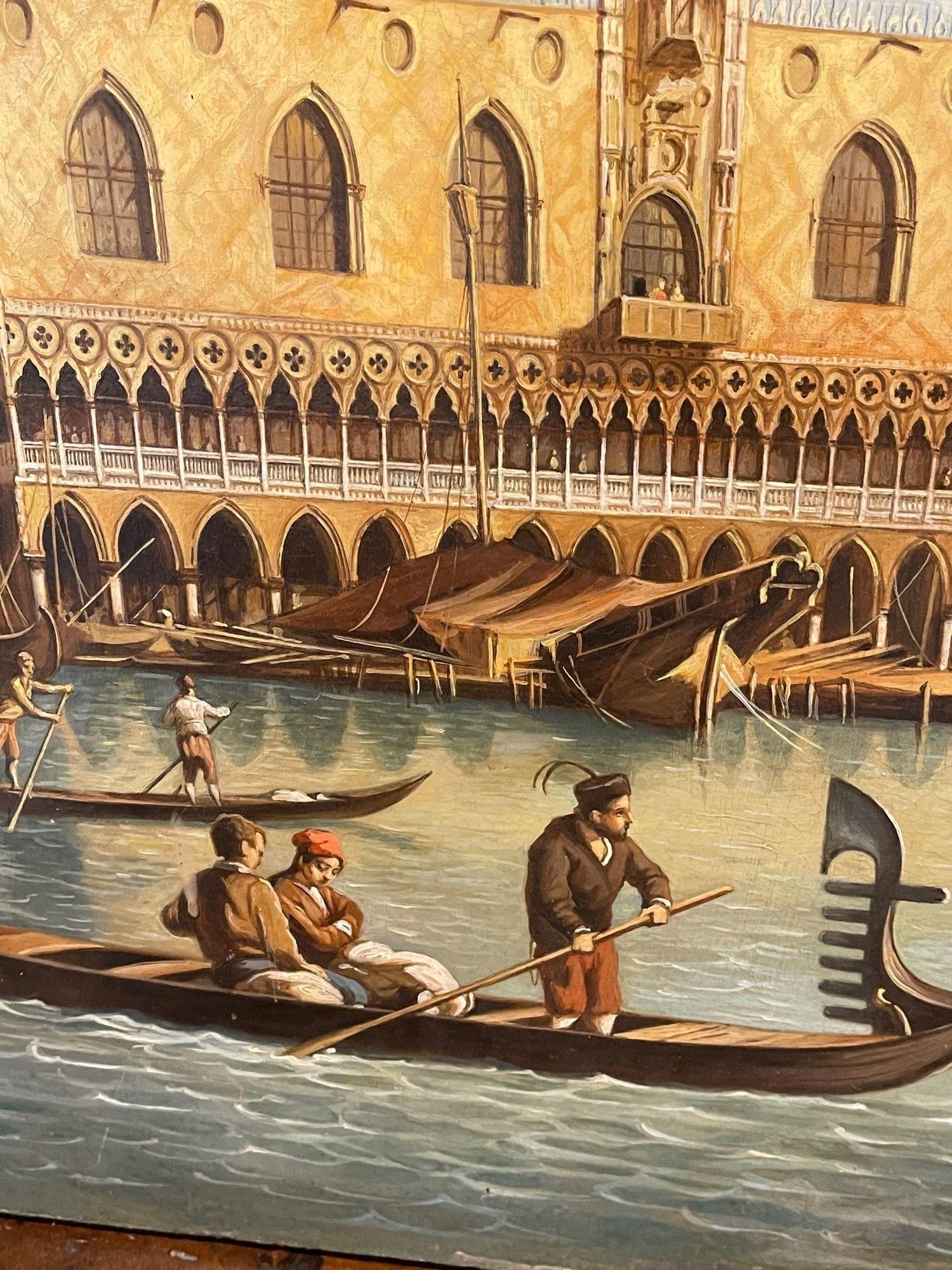 XIXe siècle Paire de peintures à l'huile vénitiennes du 19ème siècle en vente